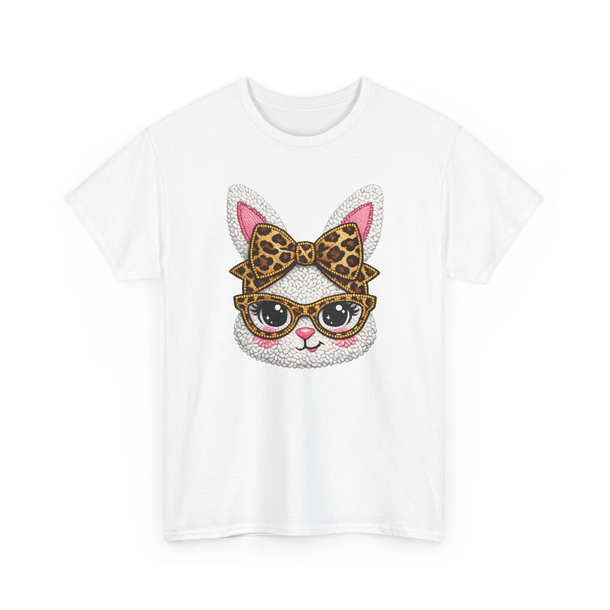 Sassy Easter Bunny Leopard Bow & Glasses T-Shirt