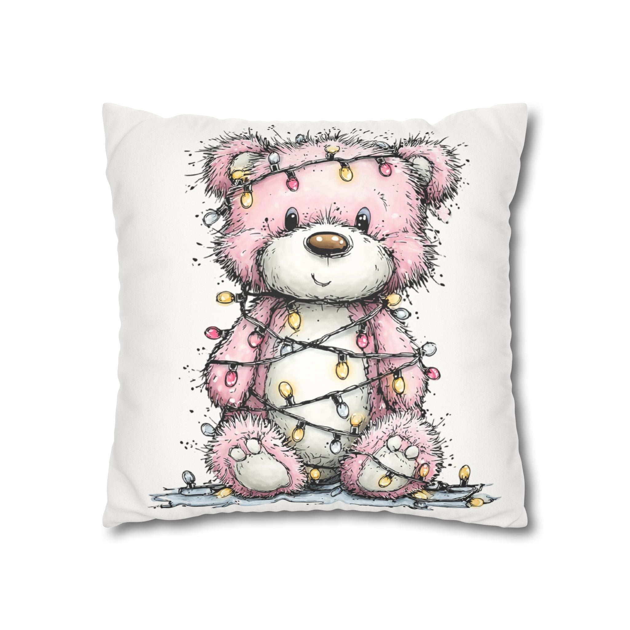 Christmas Bear Faux Suede Pillowcase