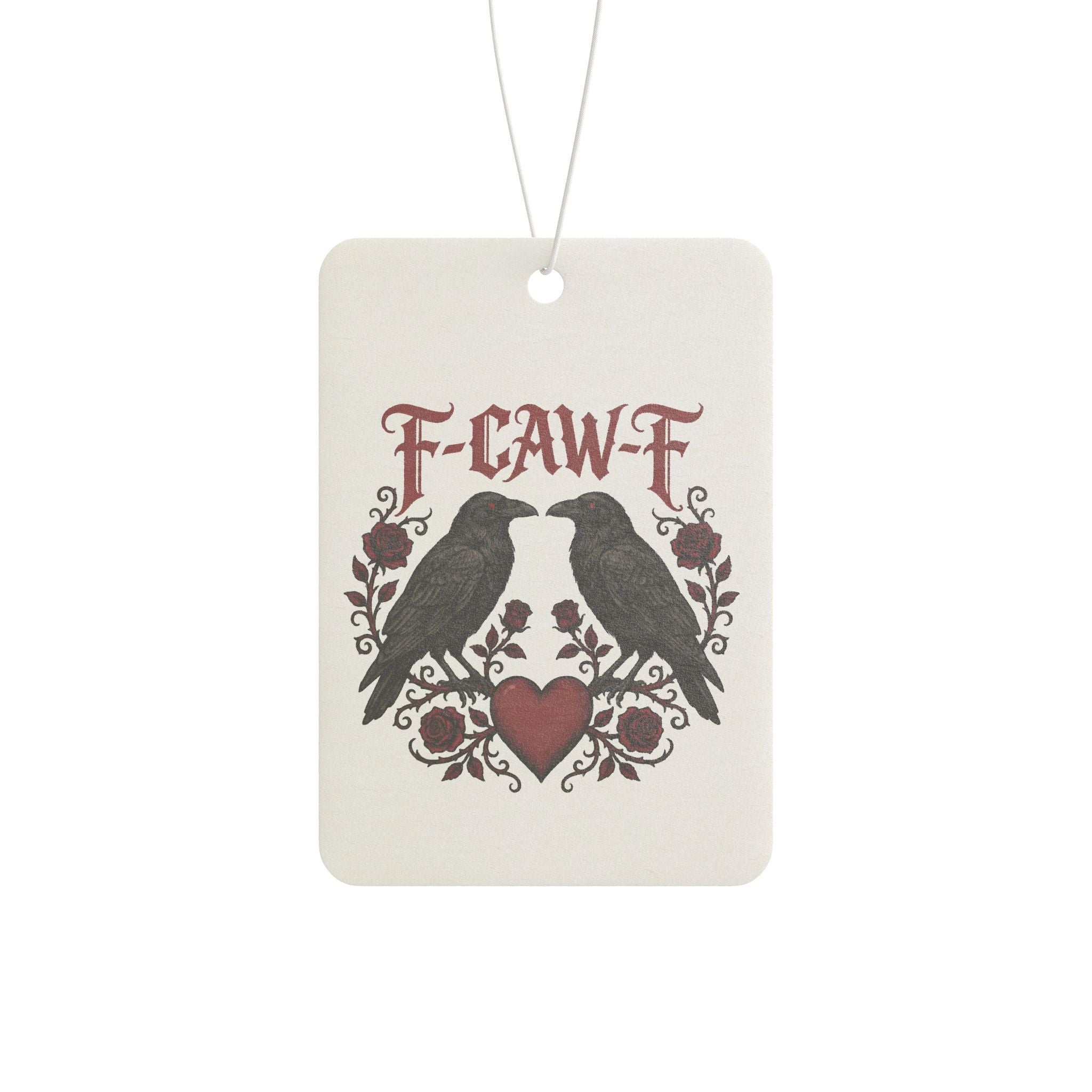 Car Air Freshener — Gothic Raven 'F-CAW-F' Design with Heart Accent