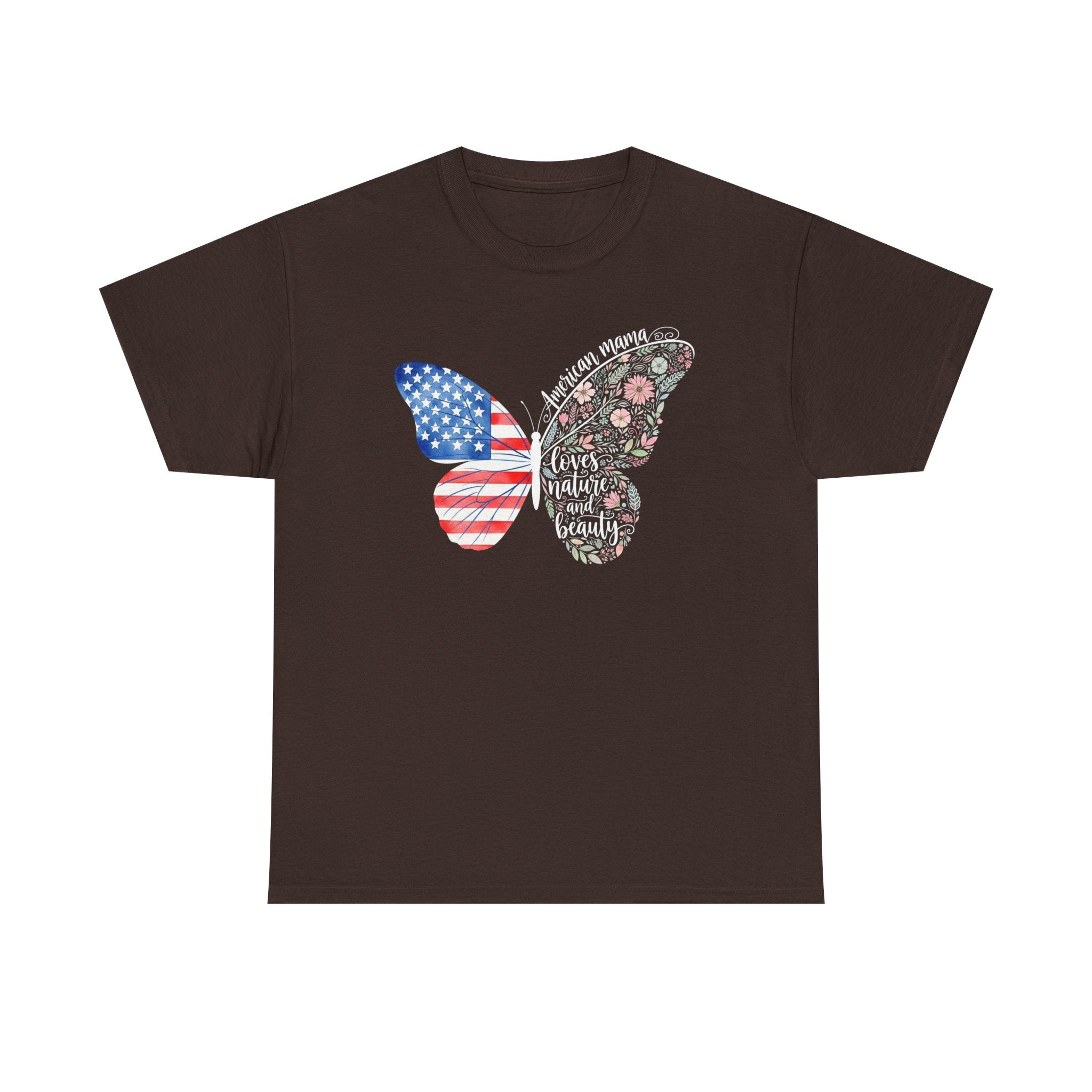 Butterfly Flag T-Shirt — American Mama Flag & Floral Wings Graphic Tee