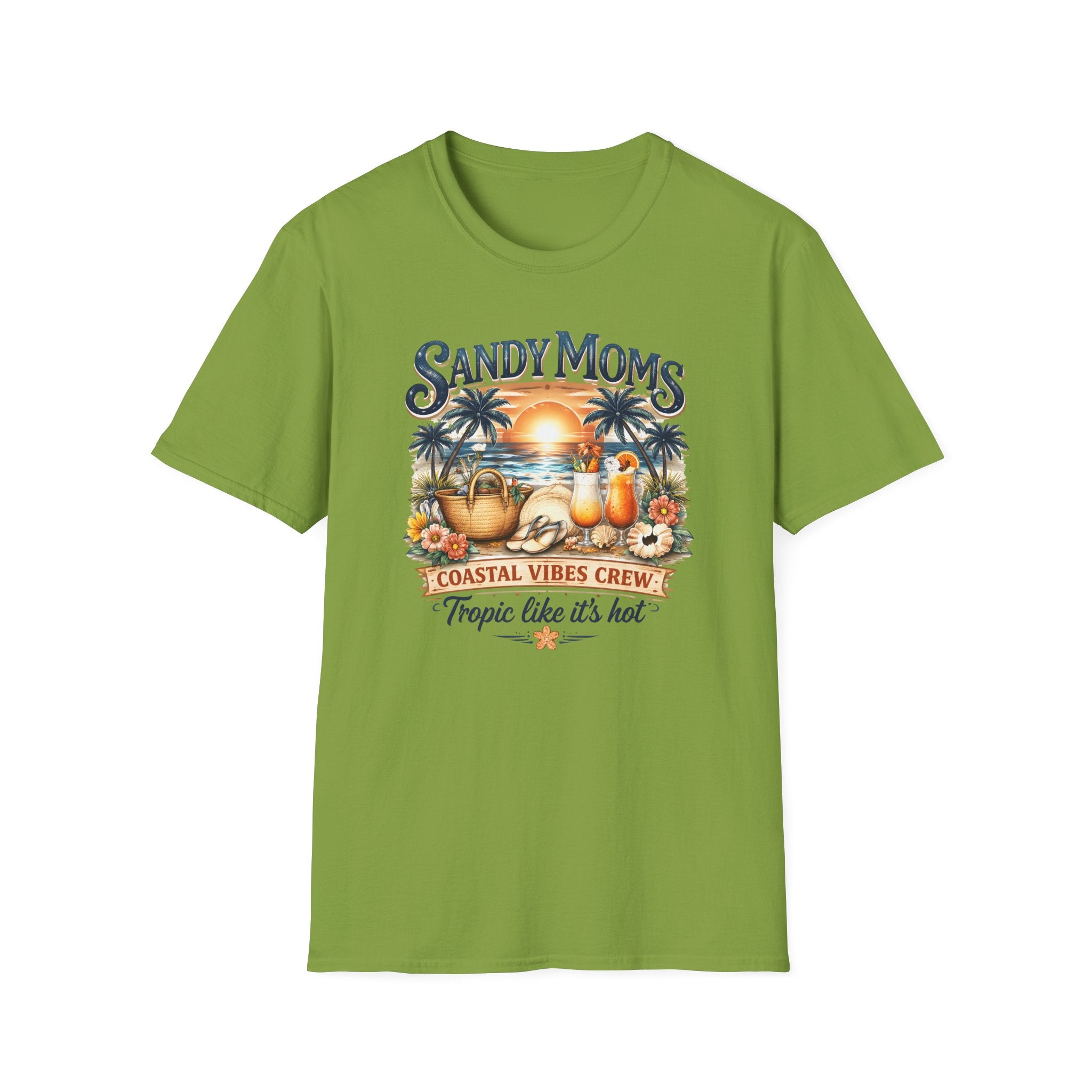 Sandy Moms Coastal Vibes T-Shirt — "Tropic Like It’s Hot" Beach Tee
