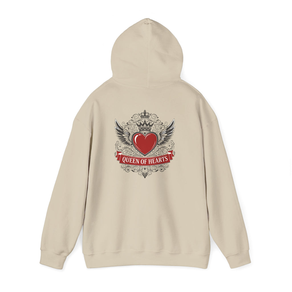 Queen of Hearts Hoodie — Winged Heart Crown Graphic Pullover