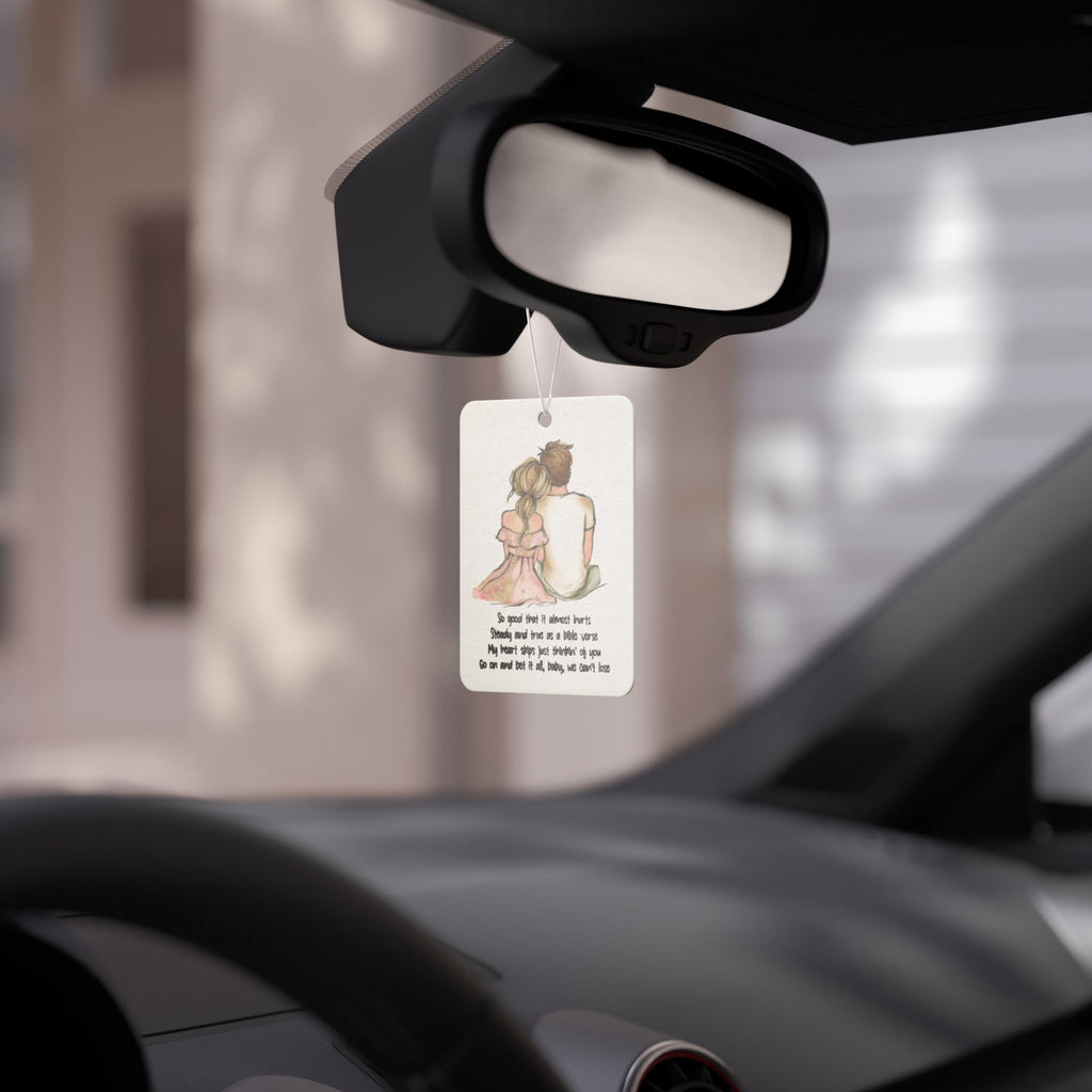 Car Air Freshener — Romantic Couple Illustration with Personalization, Valentine’s Day Gift for Her/Him