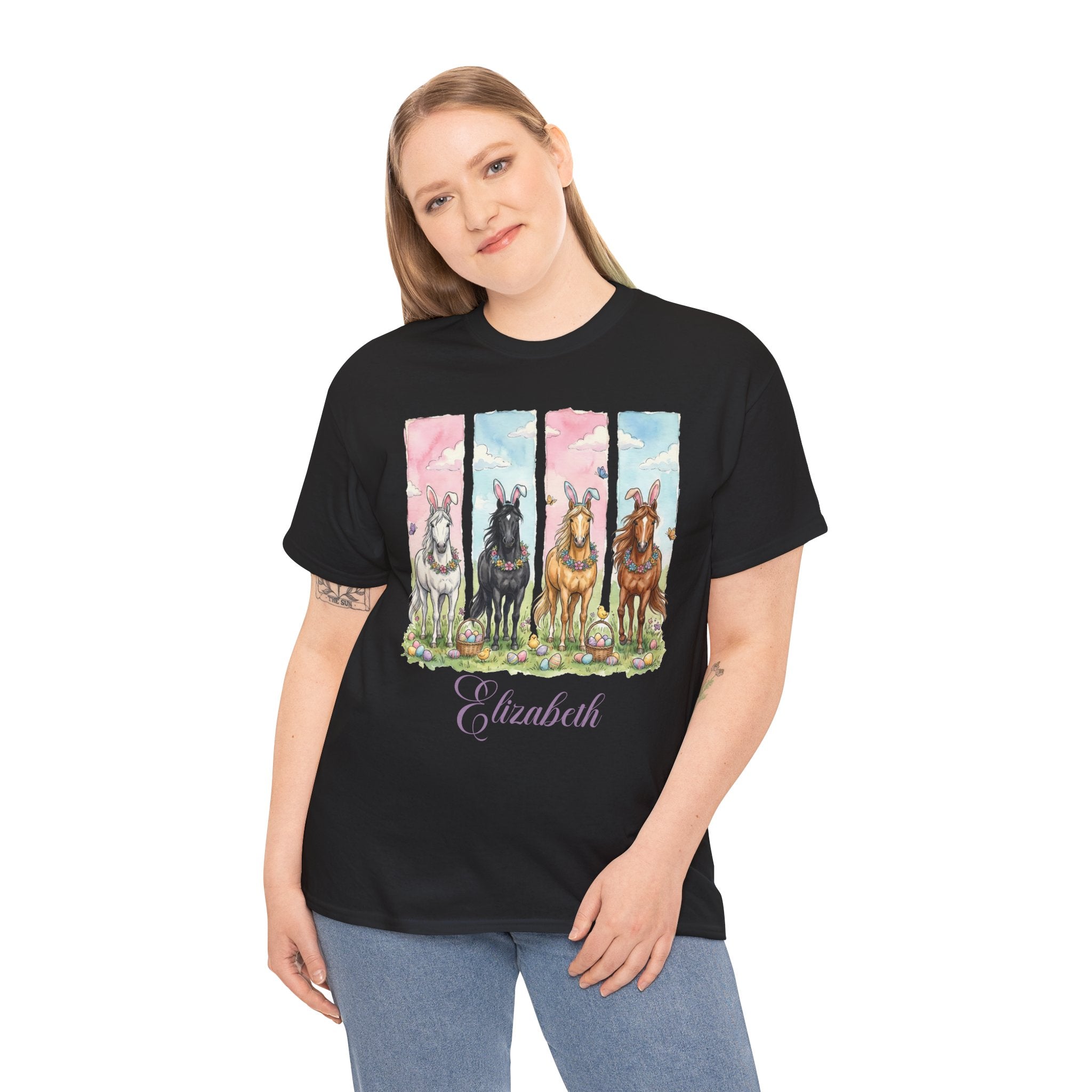 Easter Horse Watercolor Portrait Tee — Personalized Design