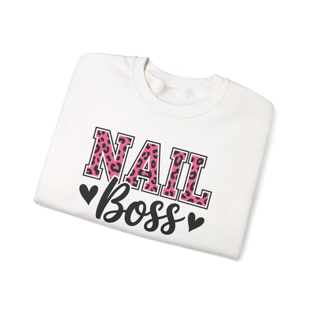 Nail Boss Crewneck Sweatshirt — Leopard Print Nail Tech