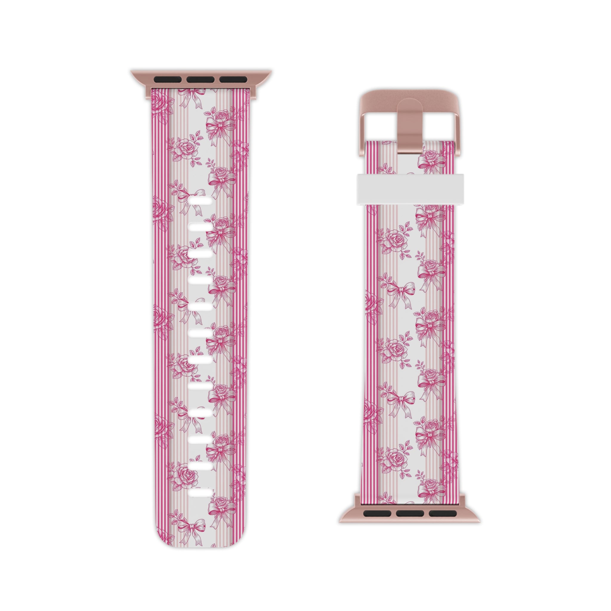 Pink Floral Stripe Bows Apple Watch Band