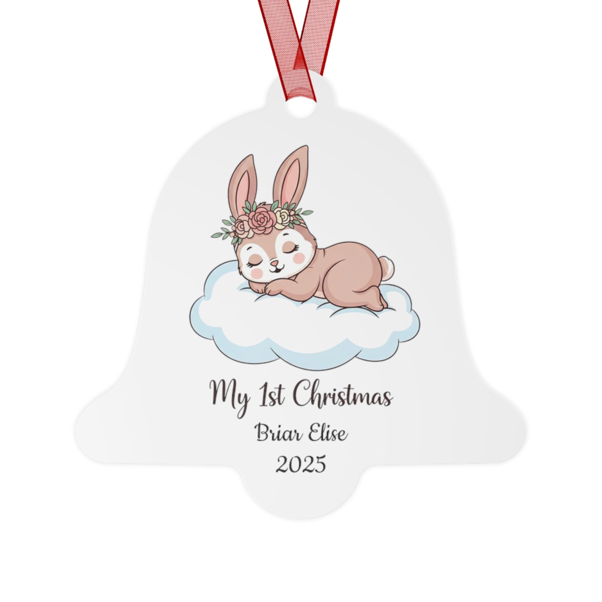 My 1st Christmas Bunny Bell Ornament — Personalized Baby Keepsake (Name & Year)
