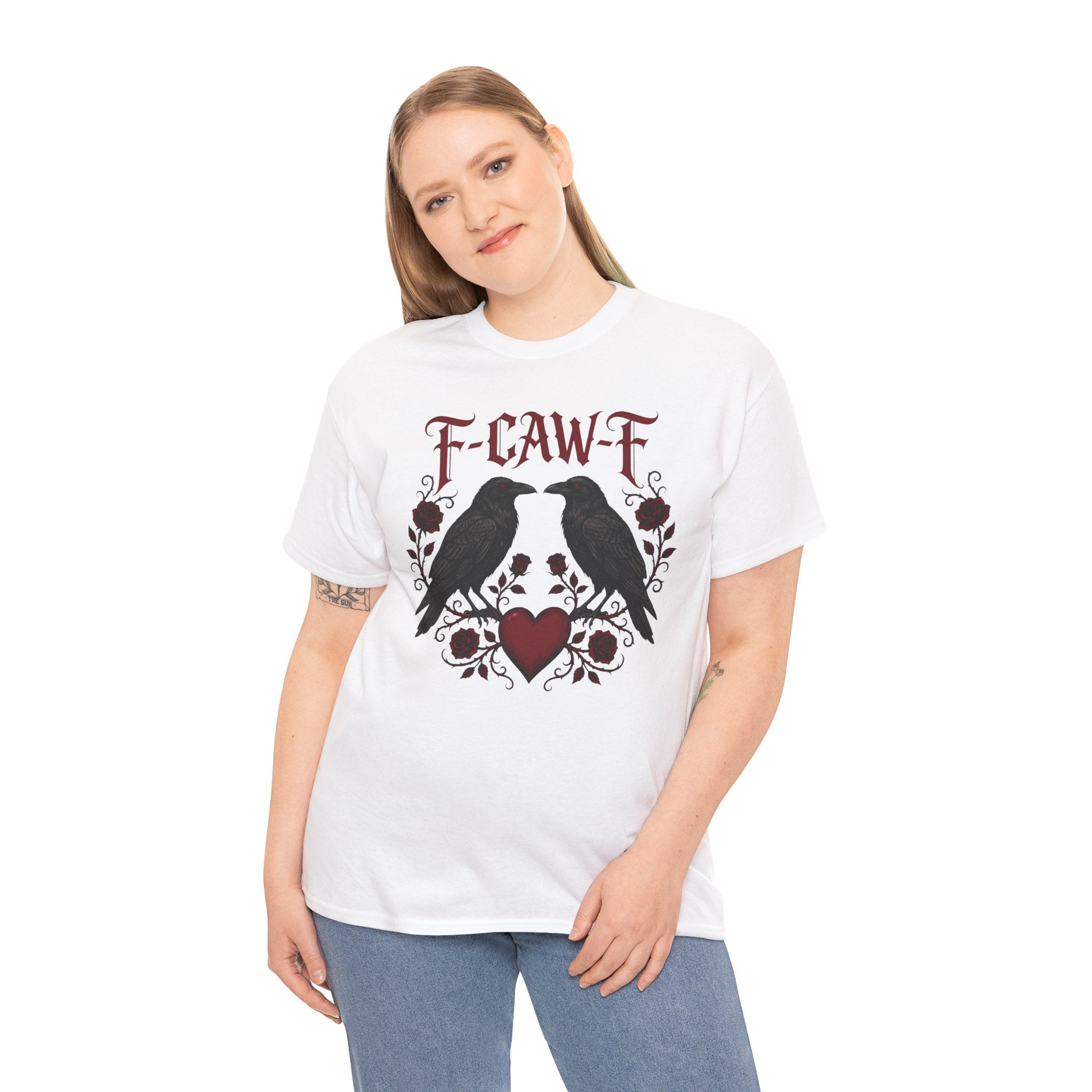 Raven Love Tee – F-CAW-F Gothic Crow Heart T-Shirt