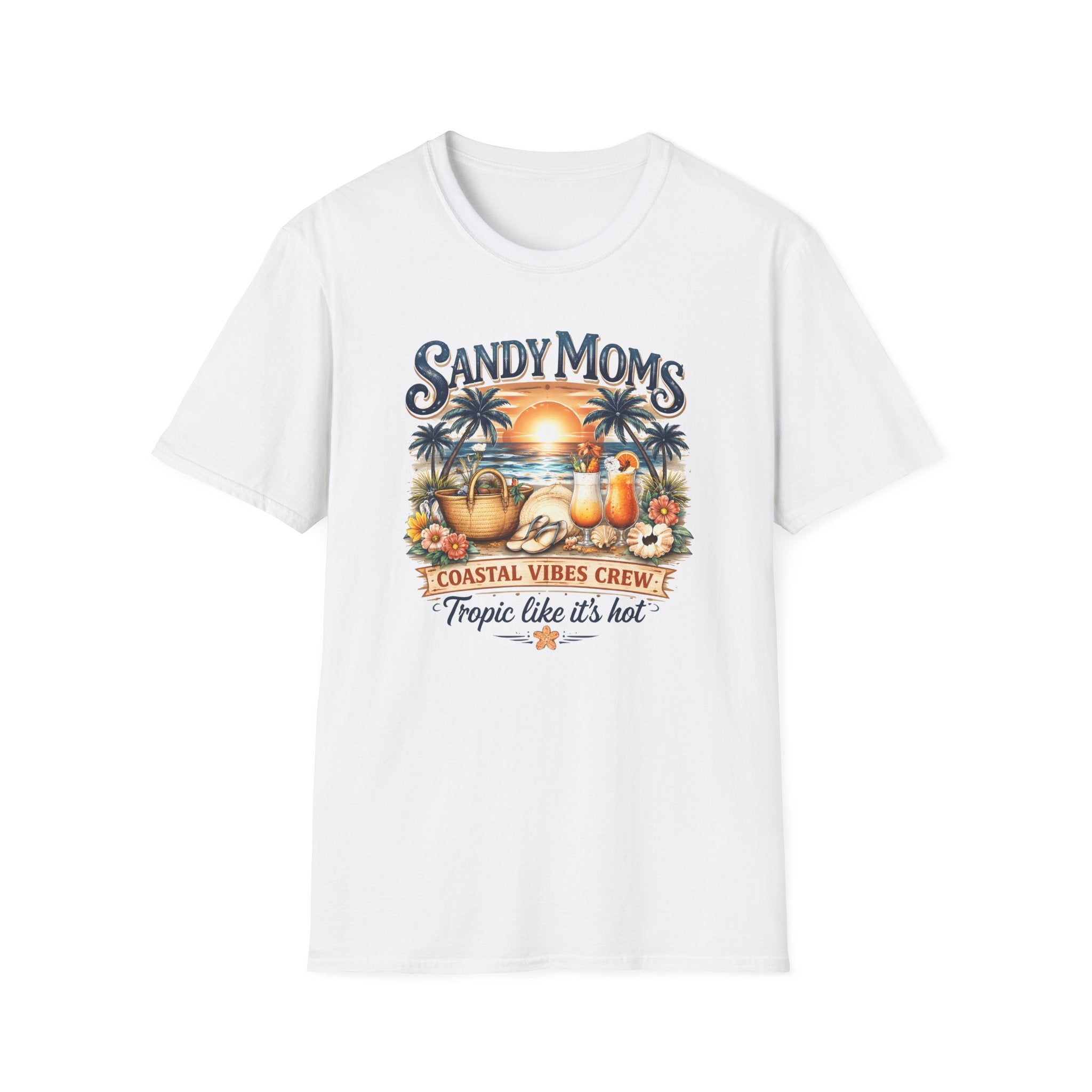 Sandy Moms Coastal Vibes T-Shirt — "Tropic Like It’s Hot" Beach Tee
