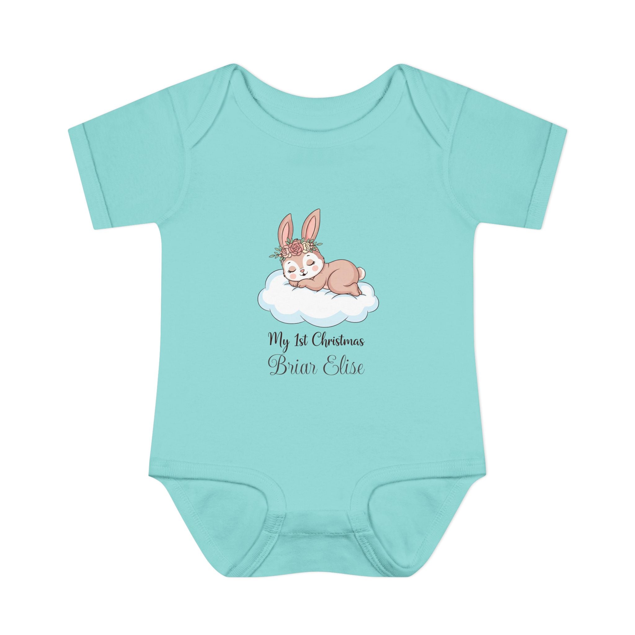 Baby Bodysuit "My 1st Christmas" Sleeping Bunny Personalized Infant Onesie