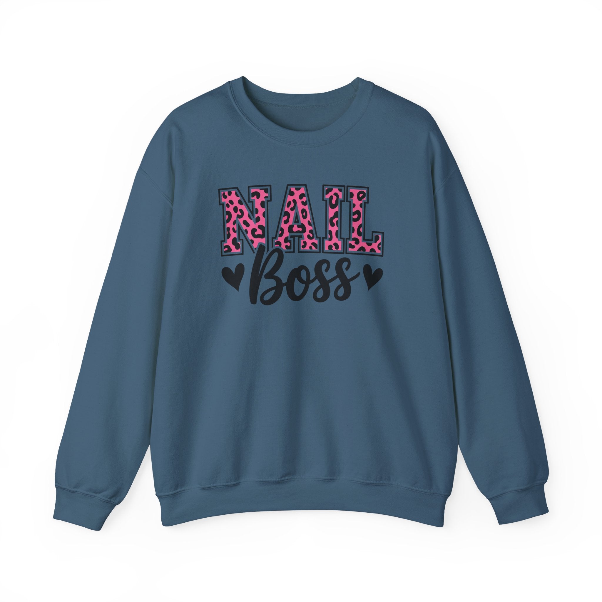 Nail Boss Crewneck Sweatshirt — Leopard Print Nail Tech