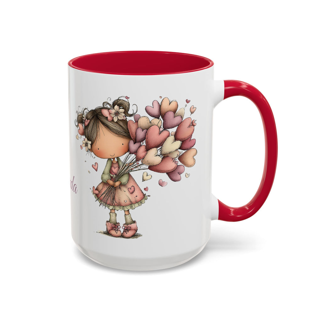 Personalized Heart Girl Mug — Cute Name Coffee Cup (11oz/15oz)