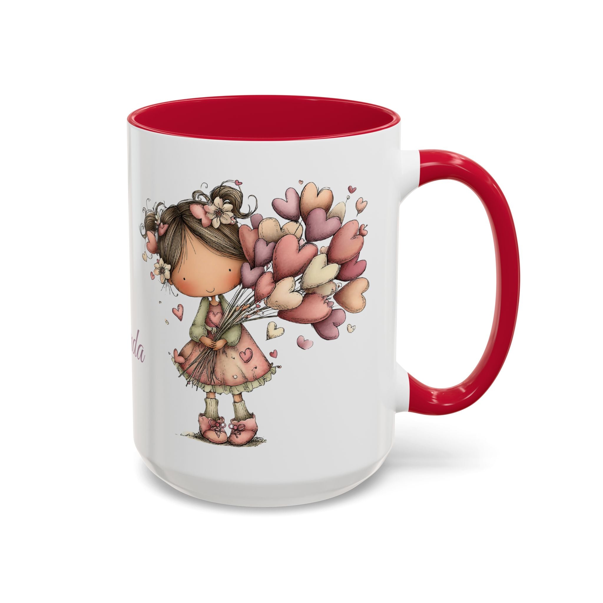 Personalized Heart Girl Mug — Cute Name Coffee Cup (11oz/15oz)