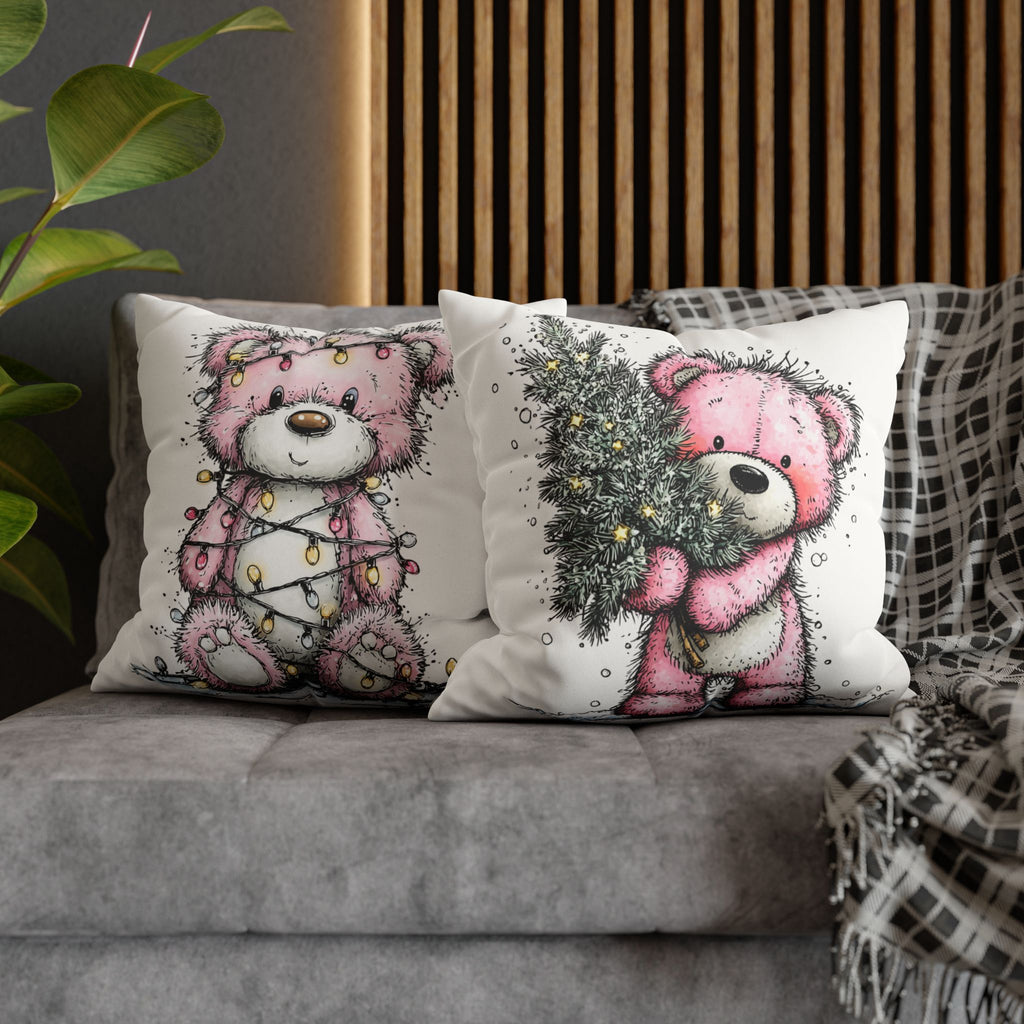 Christmas Bear Faux Suede Pillowcase