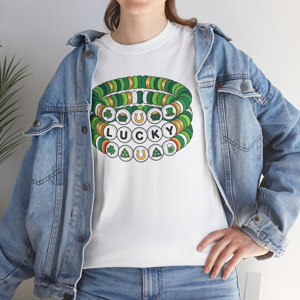 Lucky Bead Bracelet Graphic Tee — St. Patrick’s Day Green Charm Shirt