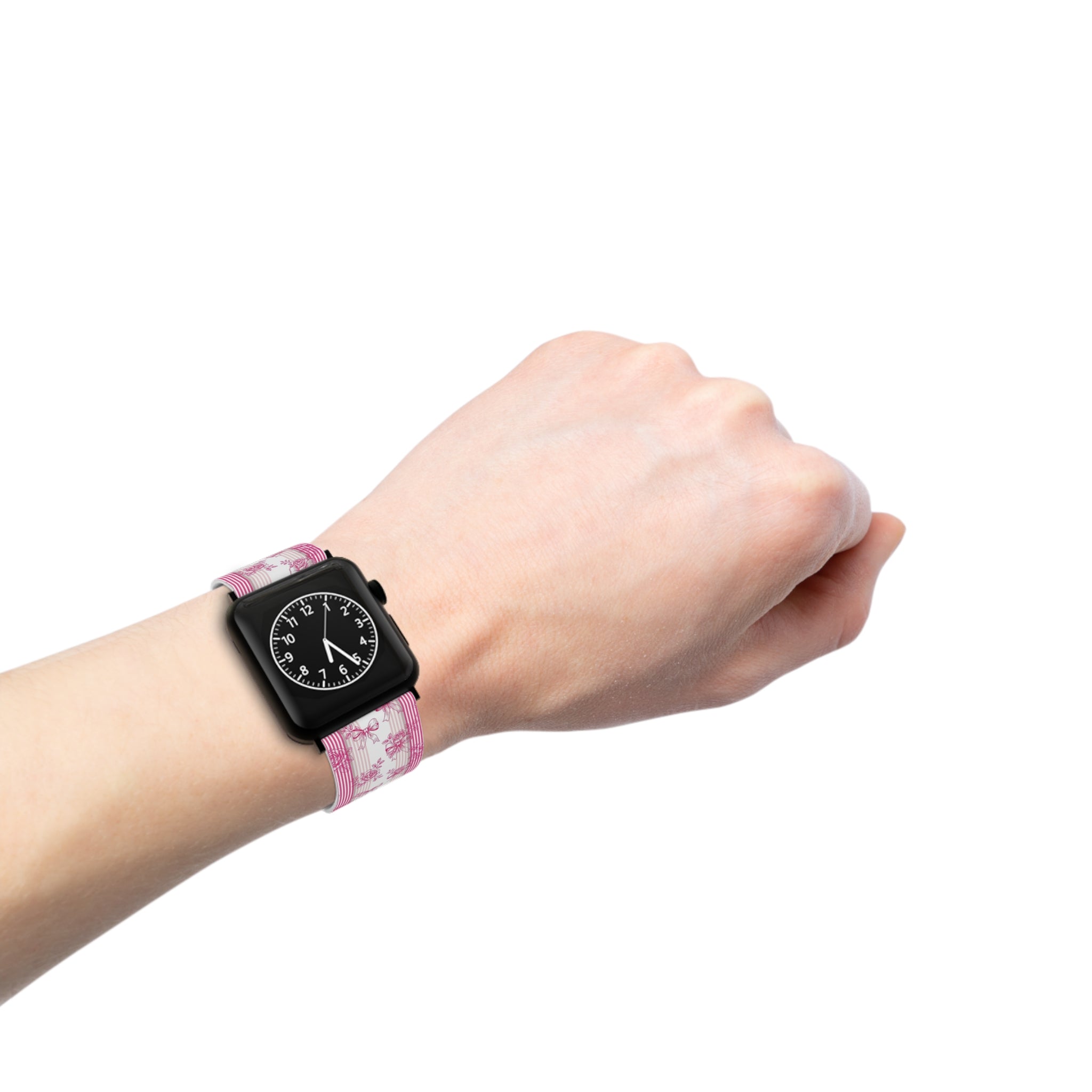 Pink Floral Stripe Bows Apple Watch Band