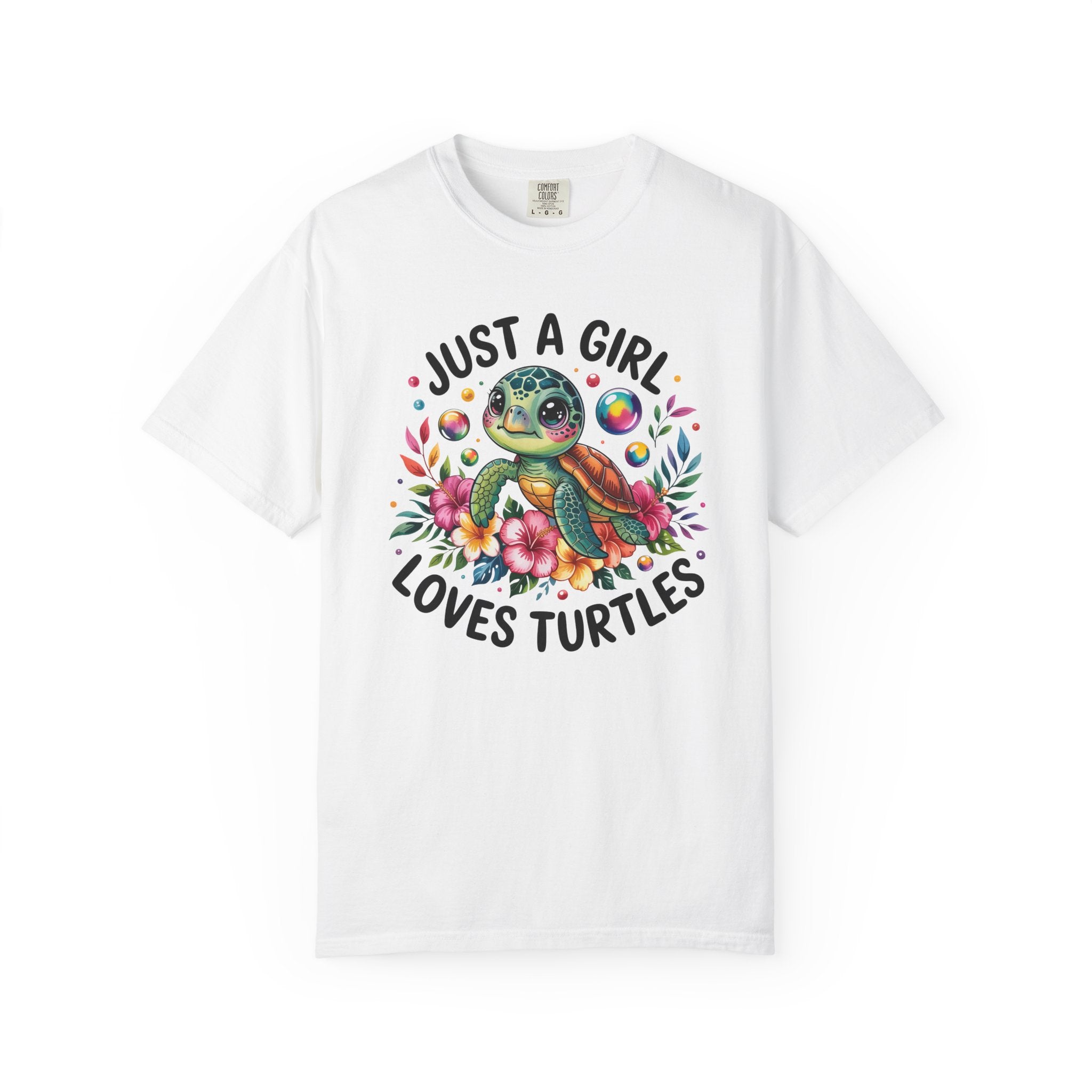 Just a Girl Loves Turtles Graphic T-Shirt — Cute Sea Turtle Tee