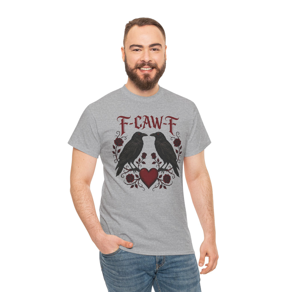 Raven Love Tee – F-CAW-F Gothic Crow Heart T-Shirt