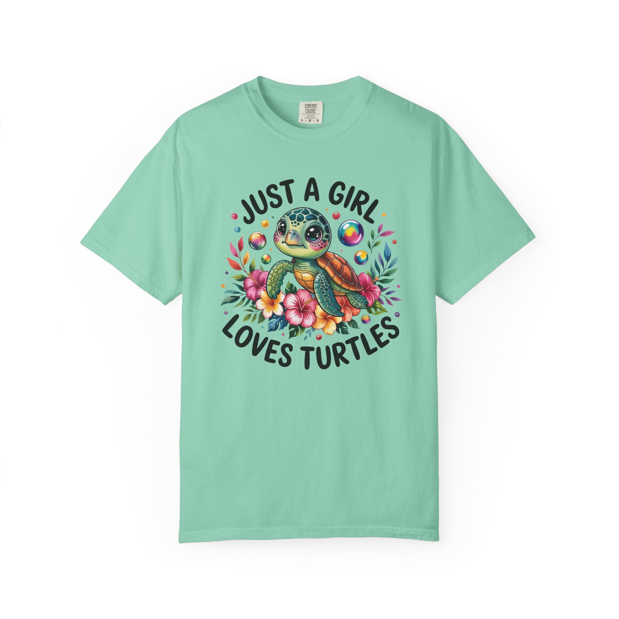 Just a Girl Loves Turtles Graphic T-Shirt — Cute Sea Turtle Tee