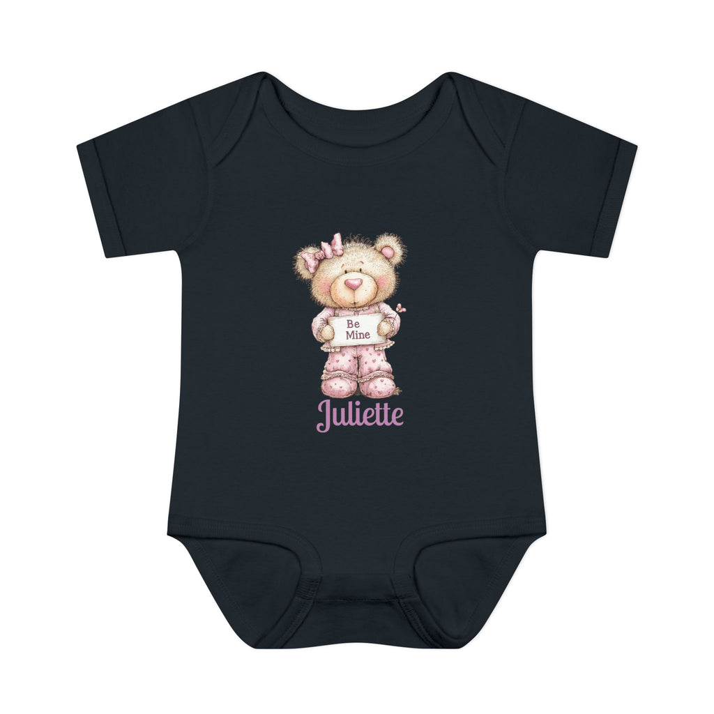 Personalized Baby Bodysuit - Cute Bear “Be Mine” Valentine Onesie with Name