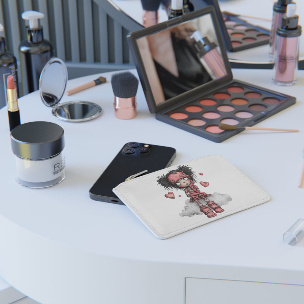 Mini Clutch Bag — Cute Girl Illustration & "Let Everything You Do Be Done With Love" Quote