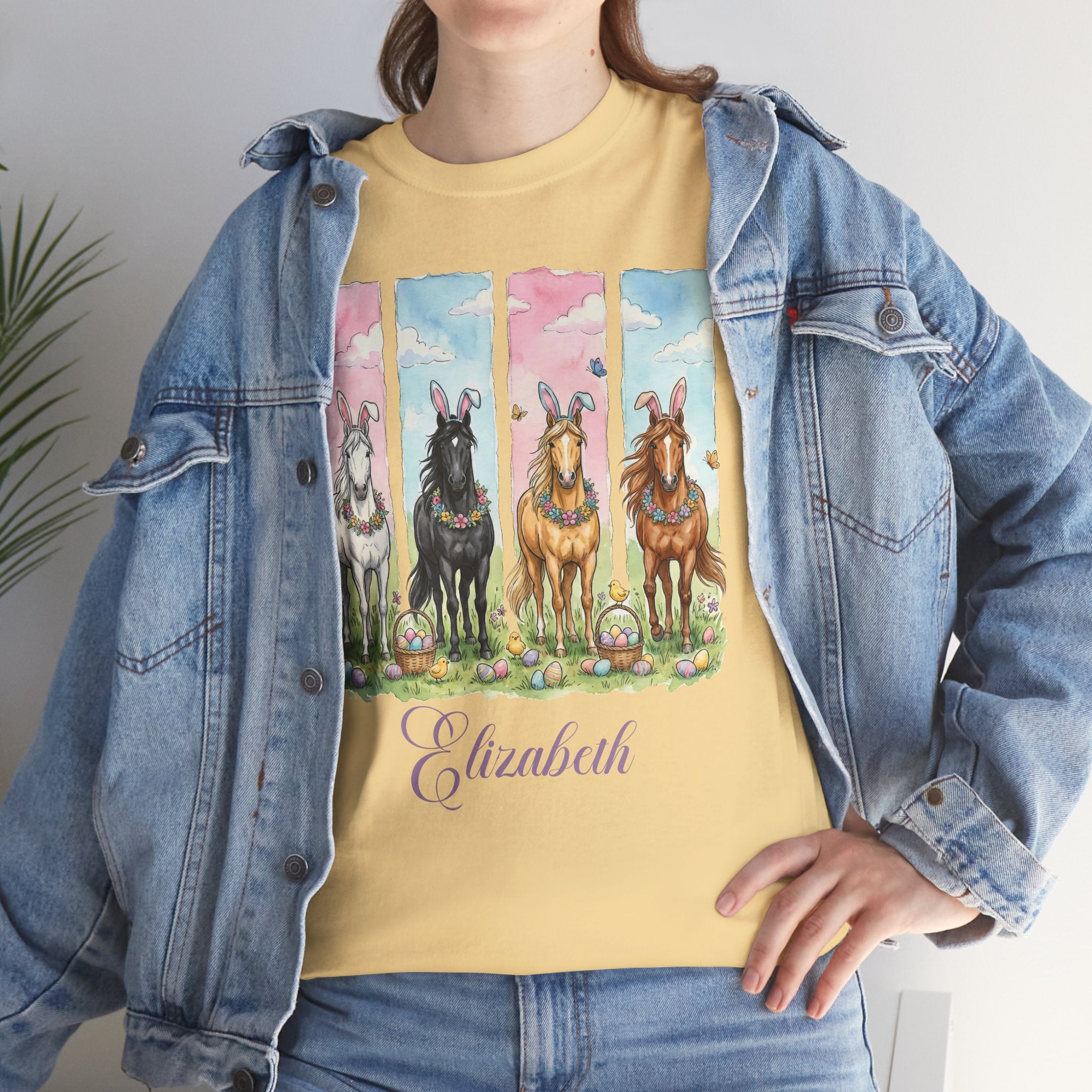 Easter Horse Watercolor Portrait Tee — Personalized Design