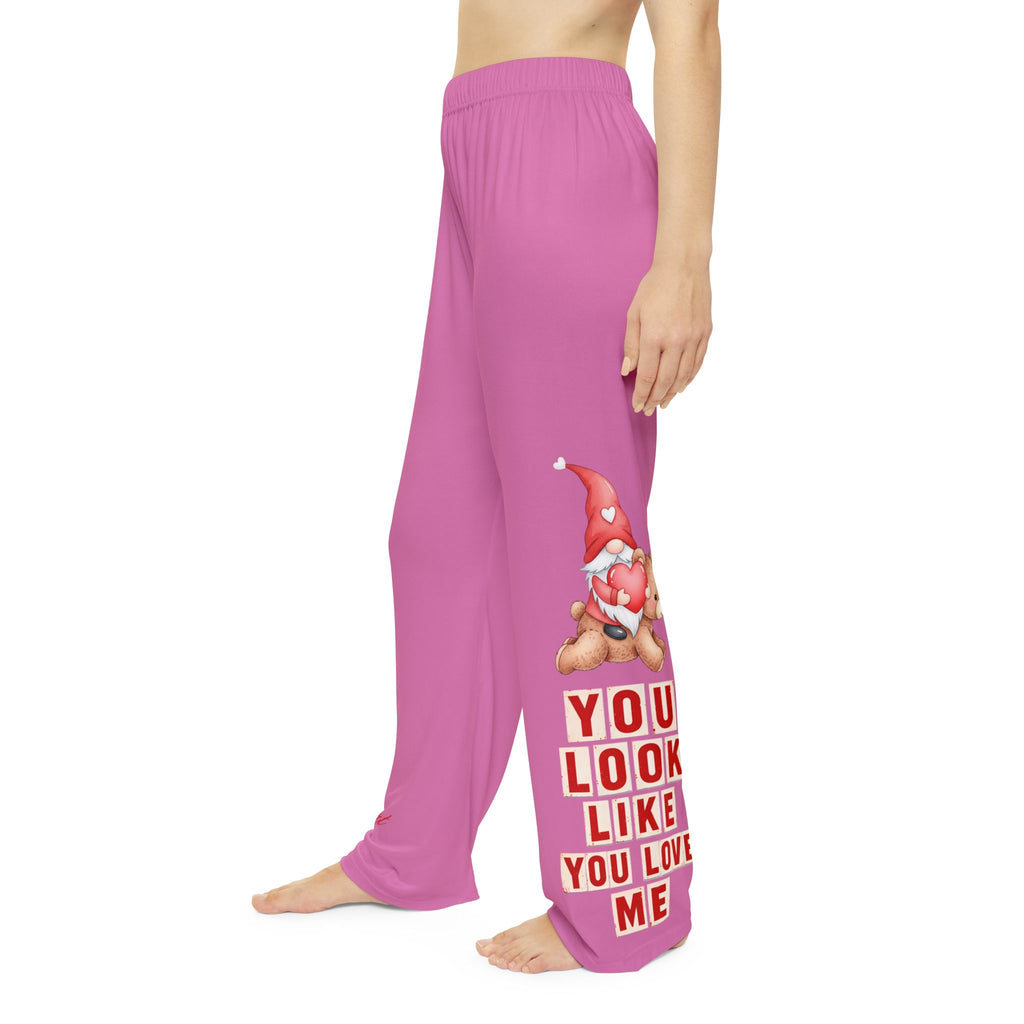 Women's Personalized Valentine Pajama Pants - You Look Like You Love Me - Gnome