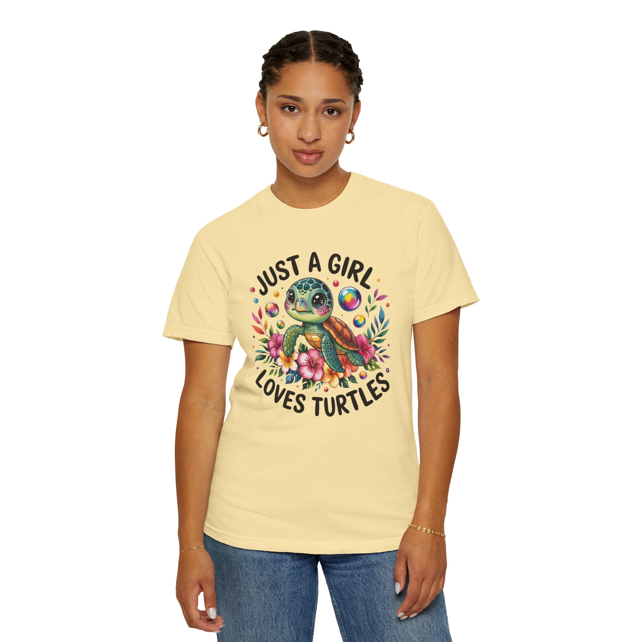 Just a Girl Loves Turtles Graphic T-Shirt — Cute Sea Turtle Tee
