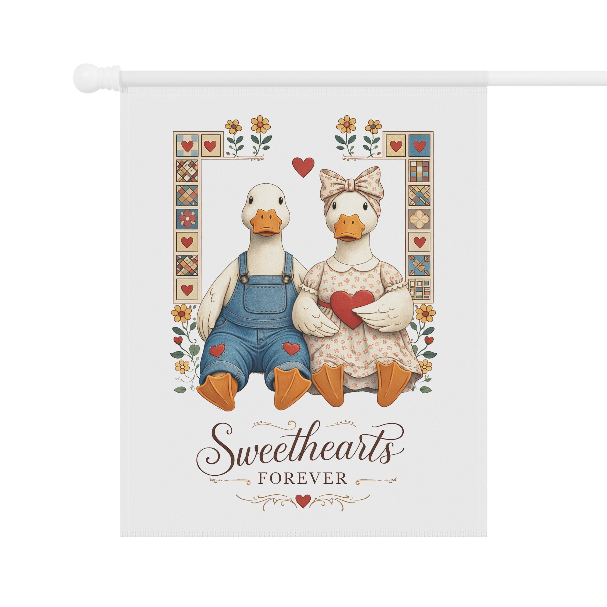 Garden Flag - "Sweethearts Forever" Duck Couple Decorative Banner