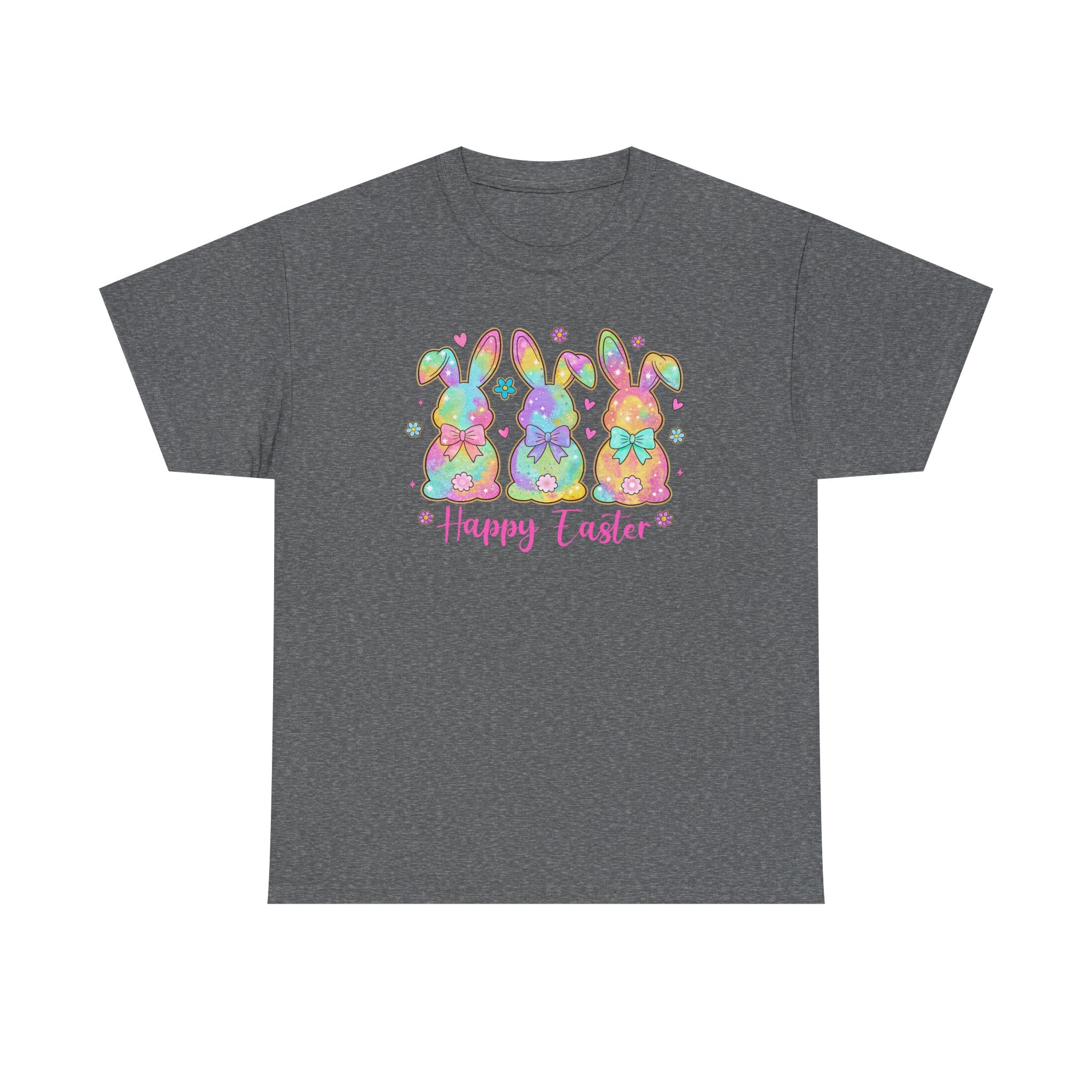 Easter Bunny Trio T-Shirt — Pastel "Happy Easter" Graphic Tee