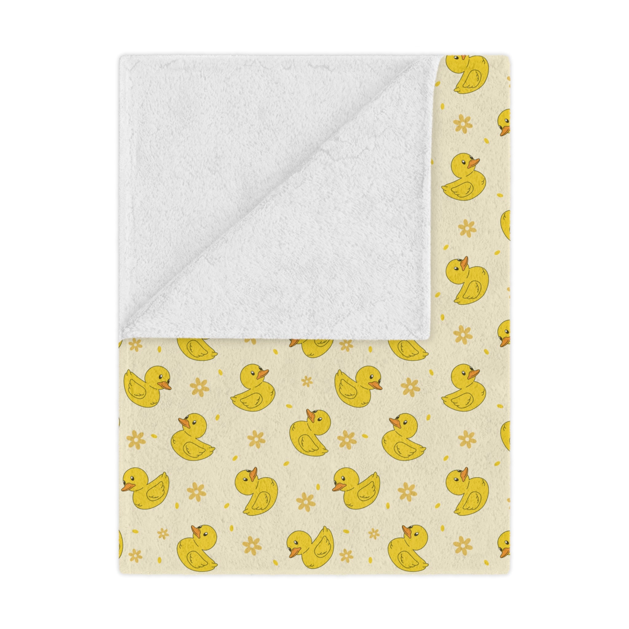 Personalized Baby Minky Blanket — Yellow Duck Pattern with Name & Birth Details