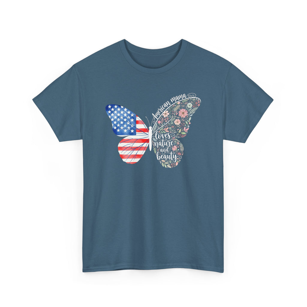 Butterfly Flag T-Shirt — American Mama Flag & Floral Wings Graphic Tee