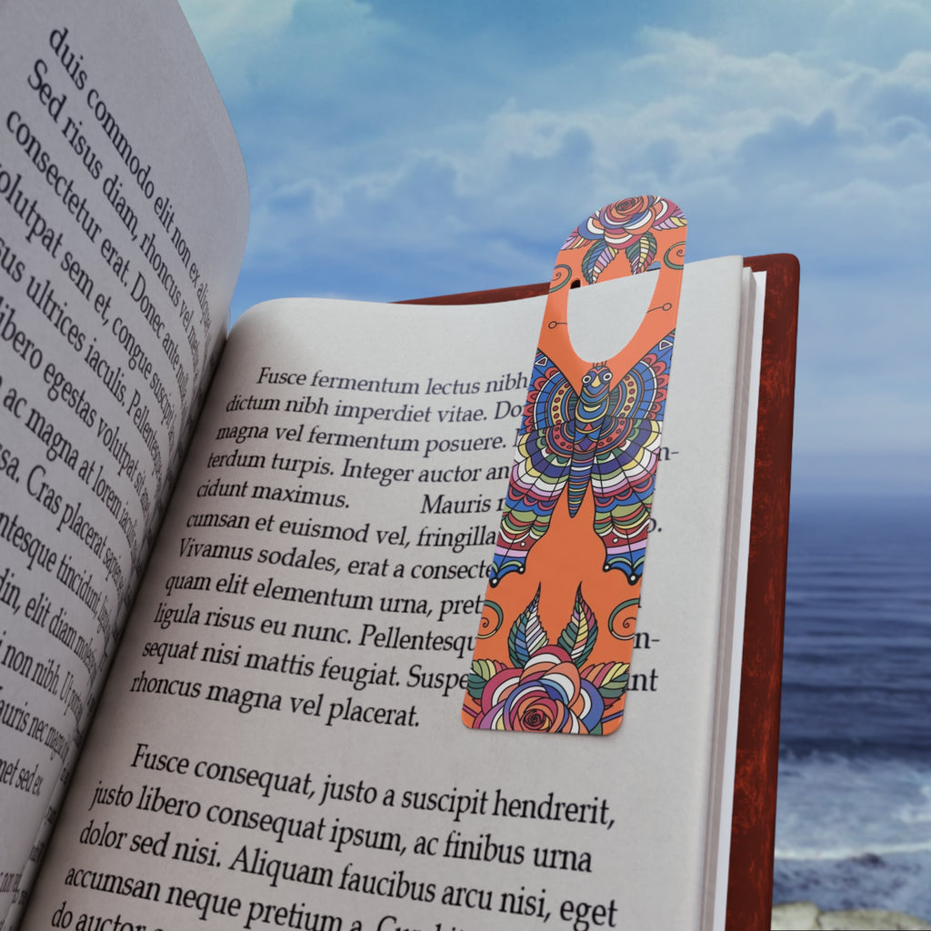 Colorful Moth Floral Bookmark — Vibrant Boho Reading Accessory