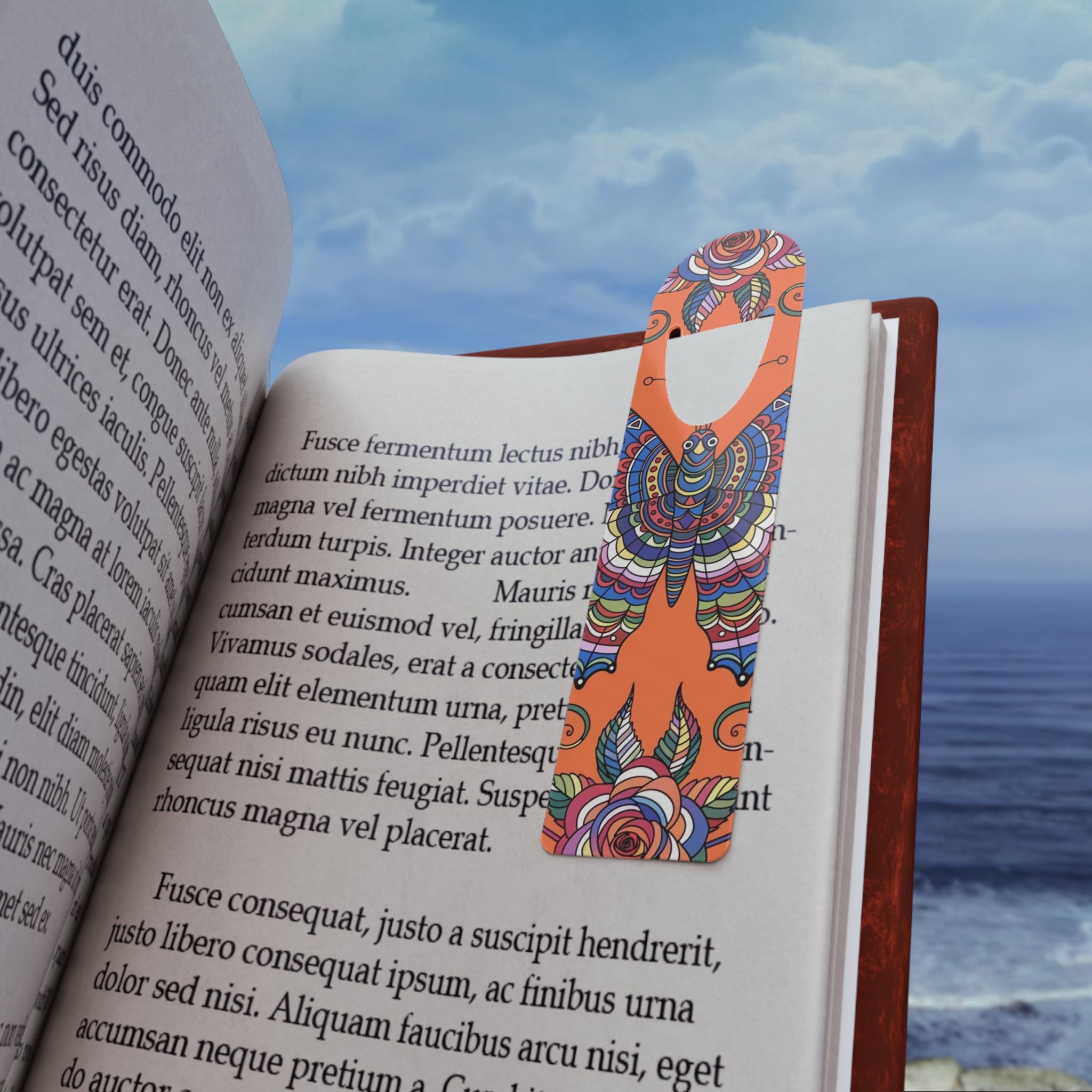 Colorful Moth Floral Bookmark — Vibrant Boho Reading Accessory