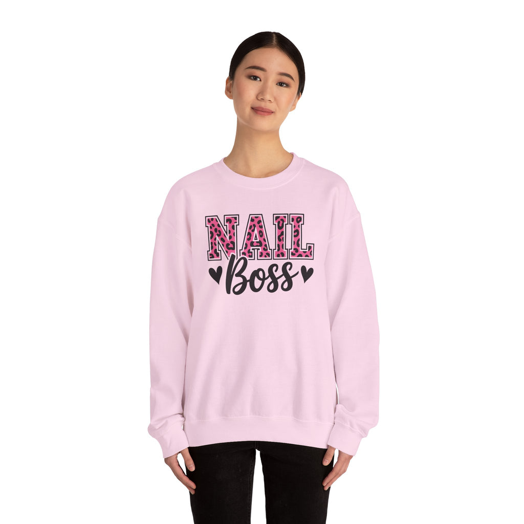 Nail Boss Crewneck Sweatshirt — Leopard Print Nail Tech