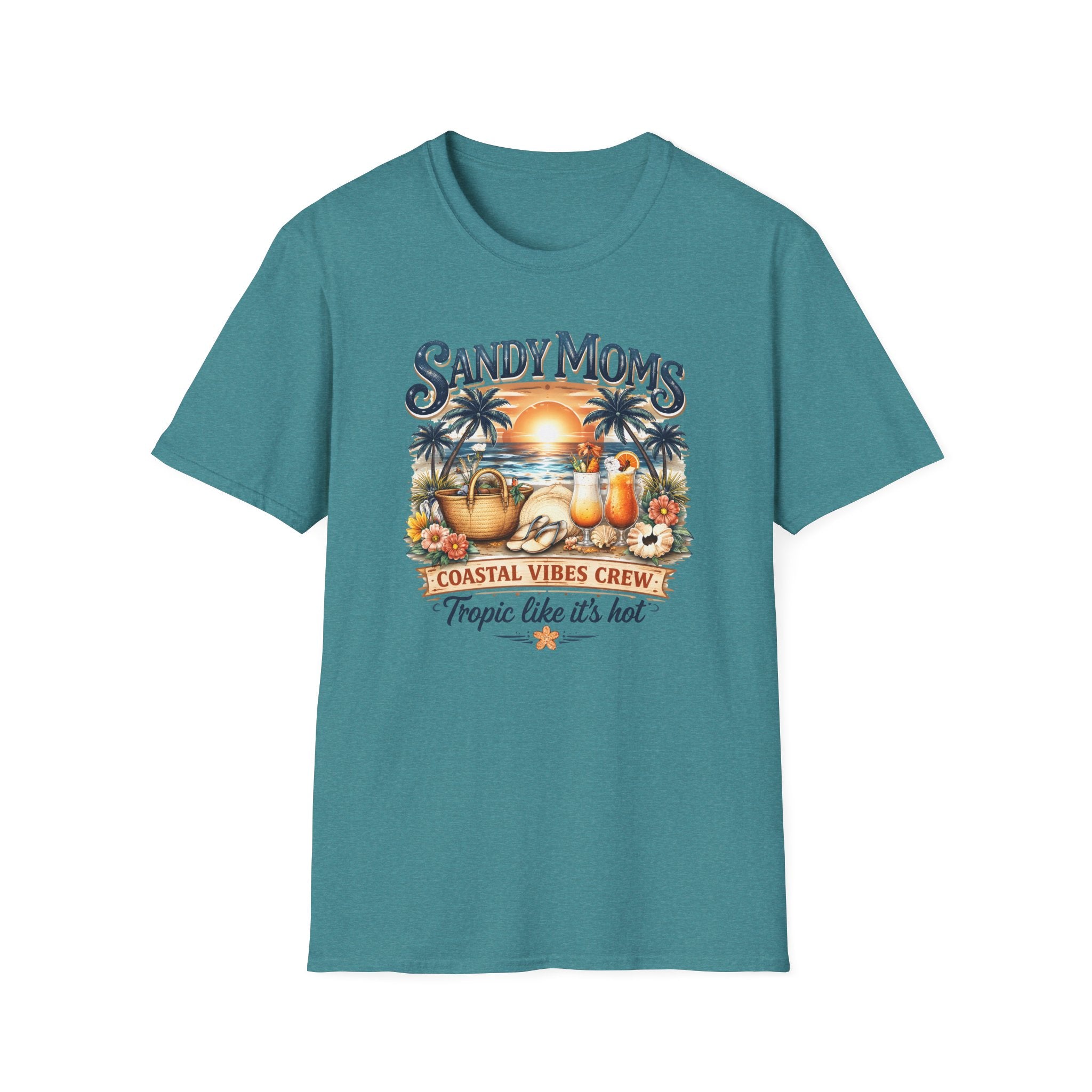 Sandy Moms Coastal Vibes T-Shirt — "Tropic Like It’s Hot" Beach Tee