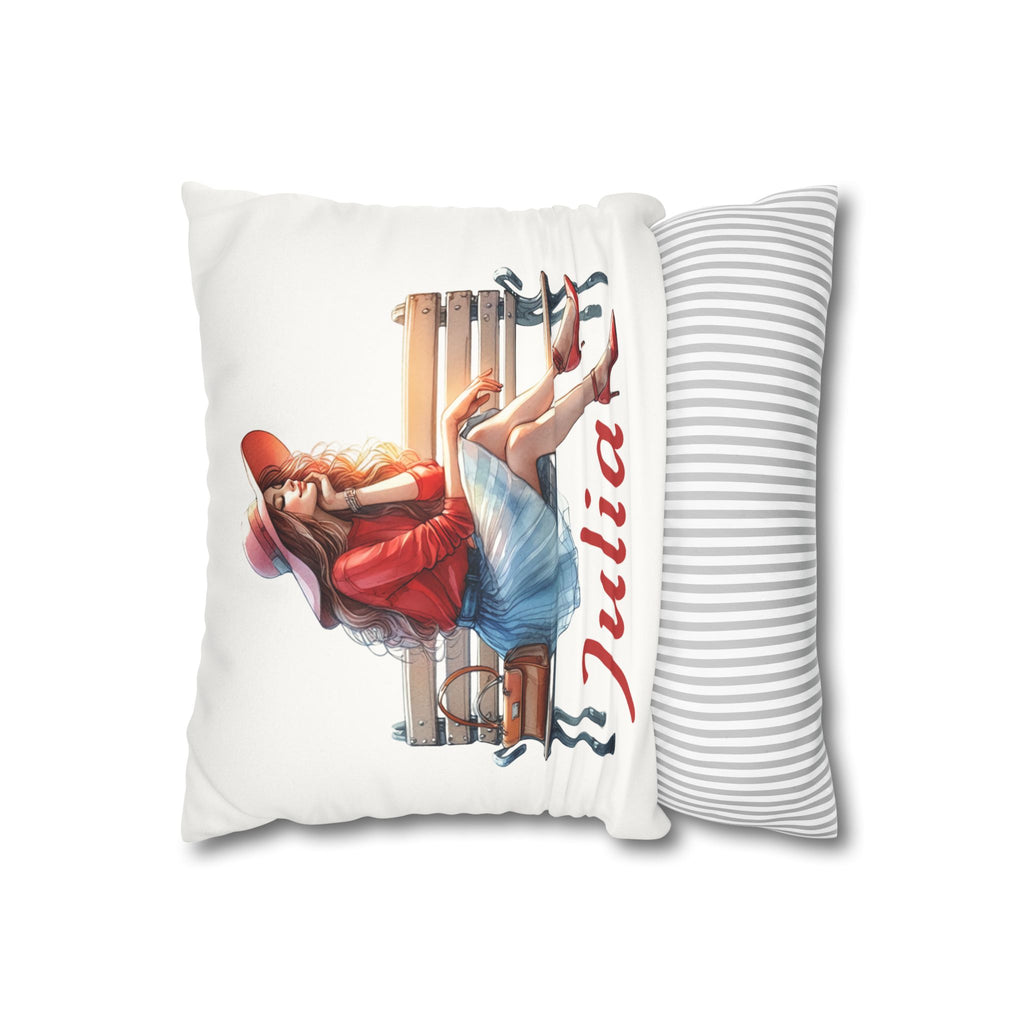 Personalized Fashionista Pillowcase — Faux Suede Decorative Throw Pillow with Name