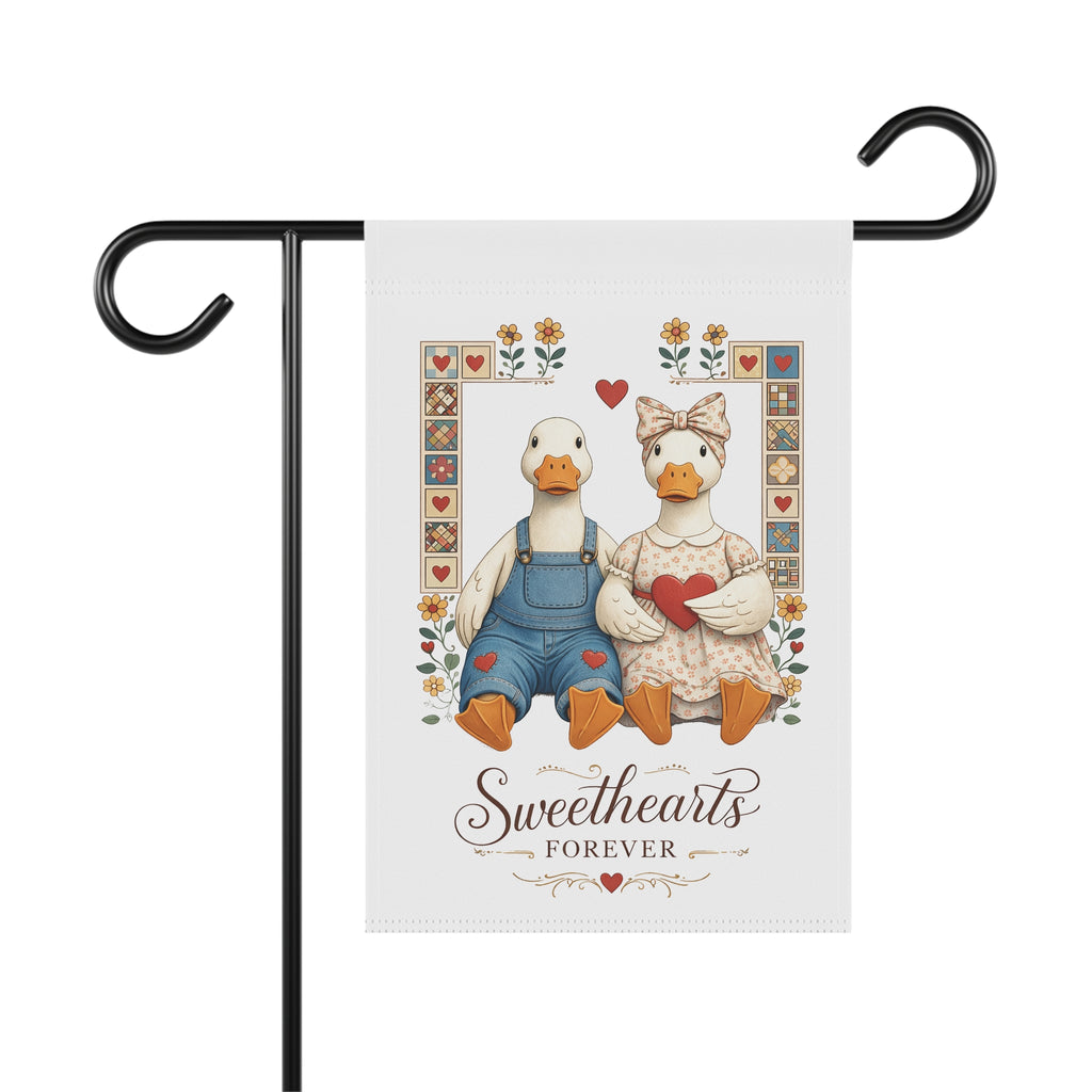 Garden Flag - "Sweethearts Forever" Duck Couple Decorative Banner