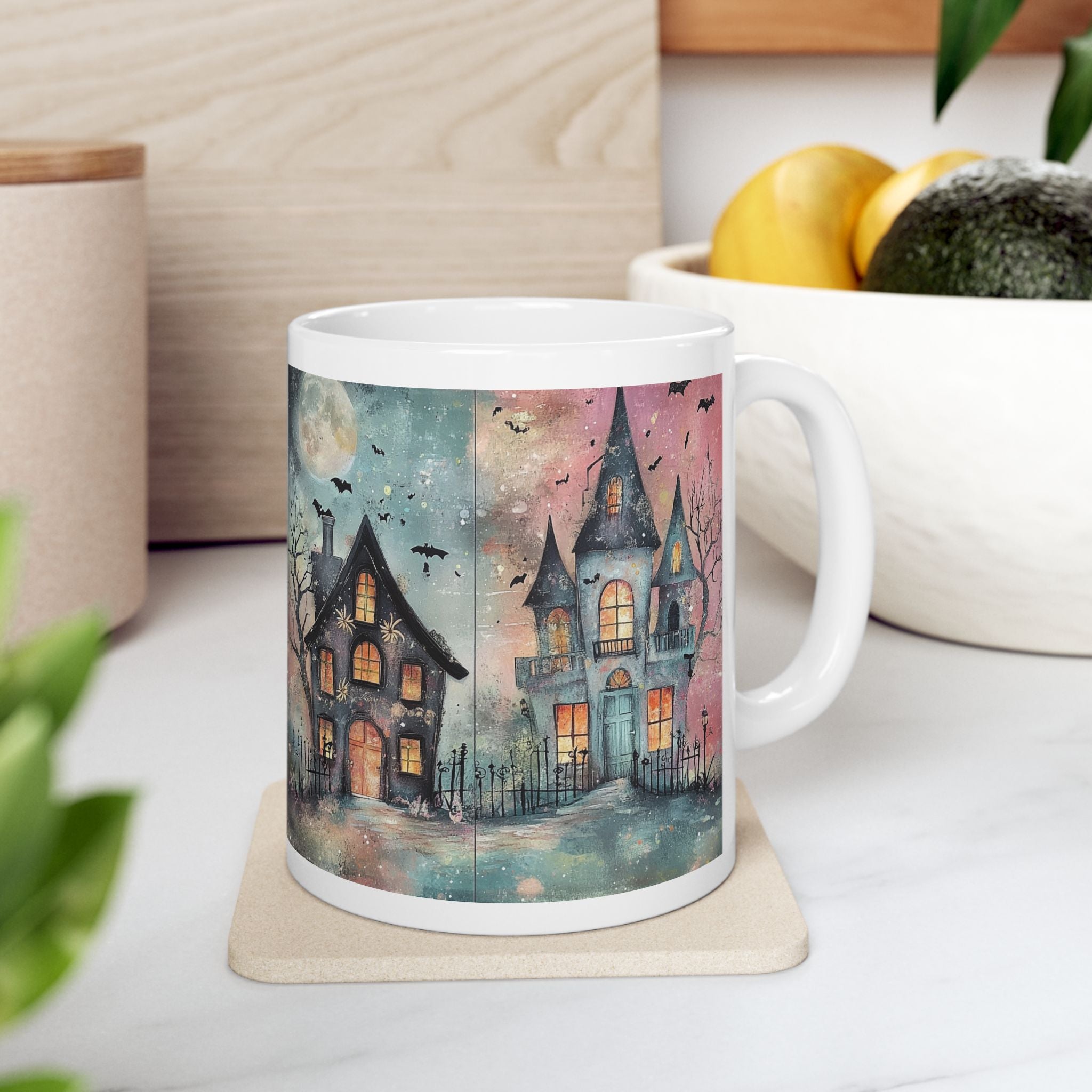 Spooky Halloween Haunted House Ceramic Mug