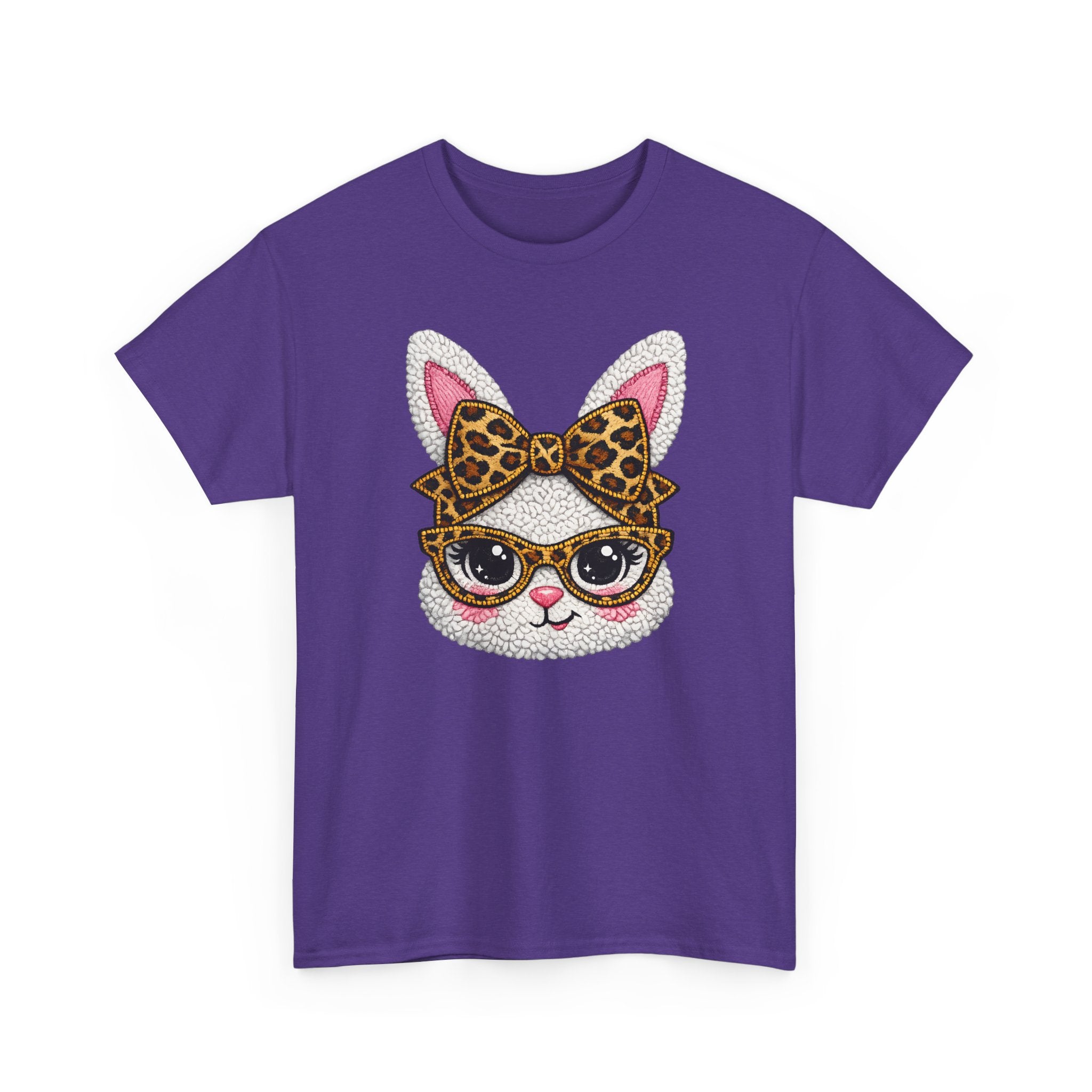 Sassy Easter Bunny Leopard Bow & Glasses T-Shirt