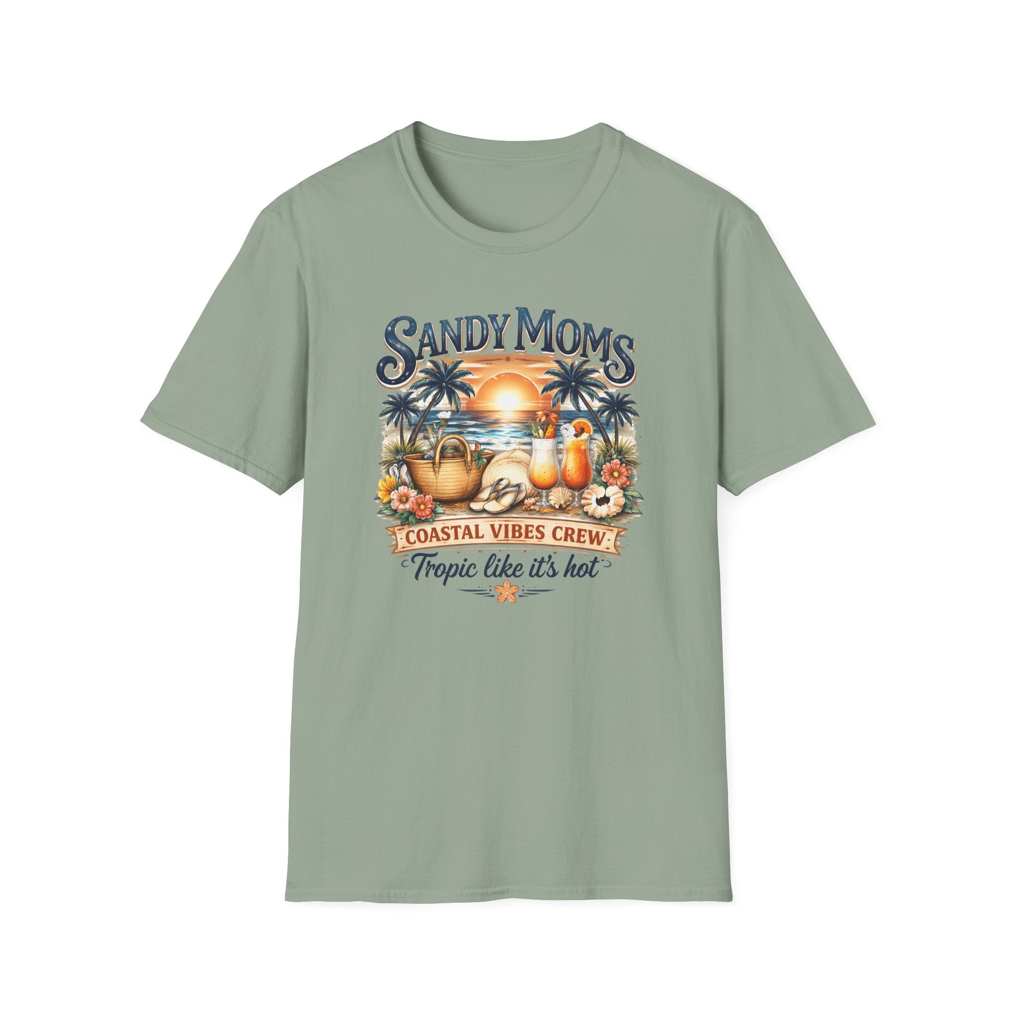 Sandy Moms Coastal Vibes T-Shirt — "Tropic Like It’s Hot" Beach Tee