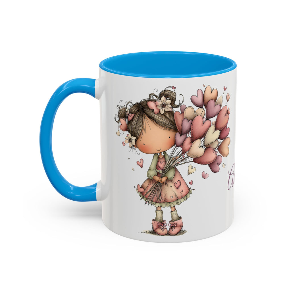 Personalized Heart Girl Mug — Cute Name Coffee Cup (11oz/15oz)