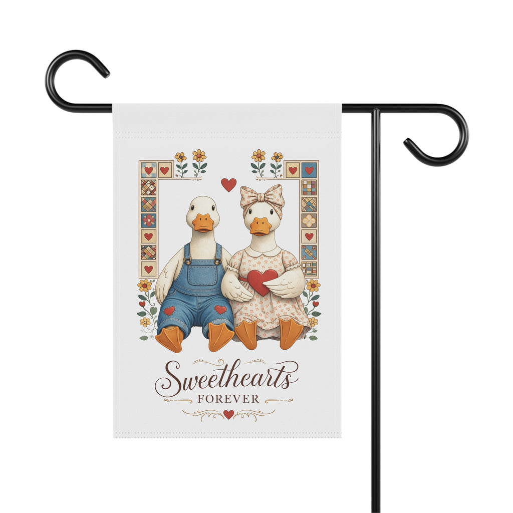 Garden Flag - "Sweethearts Forever" Duck Couple Decorative Banner