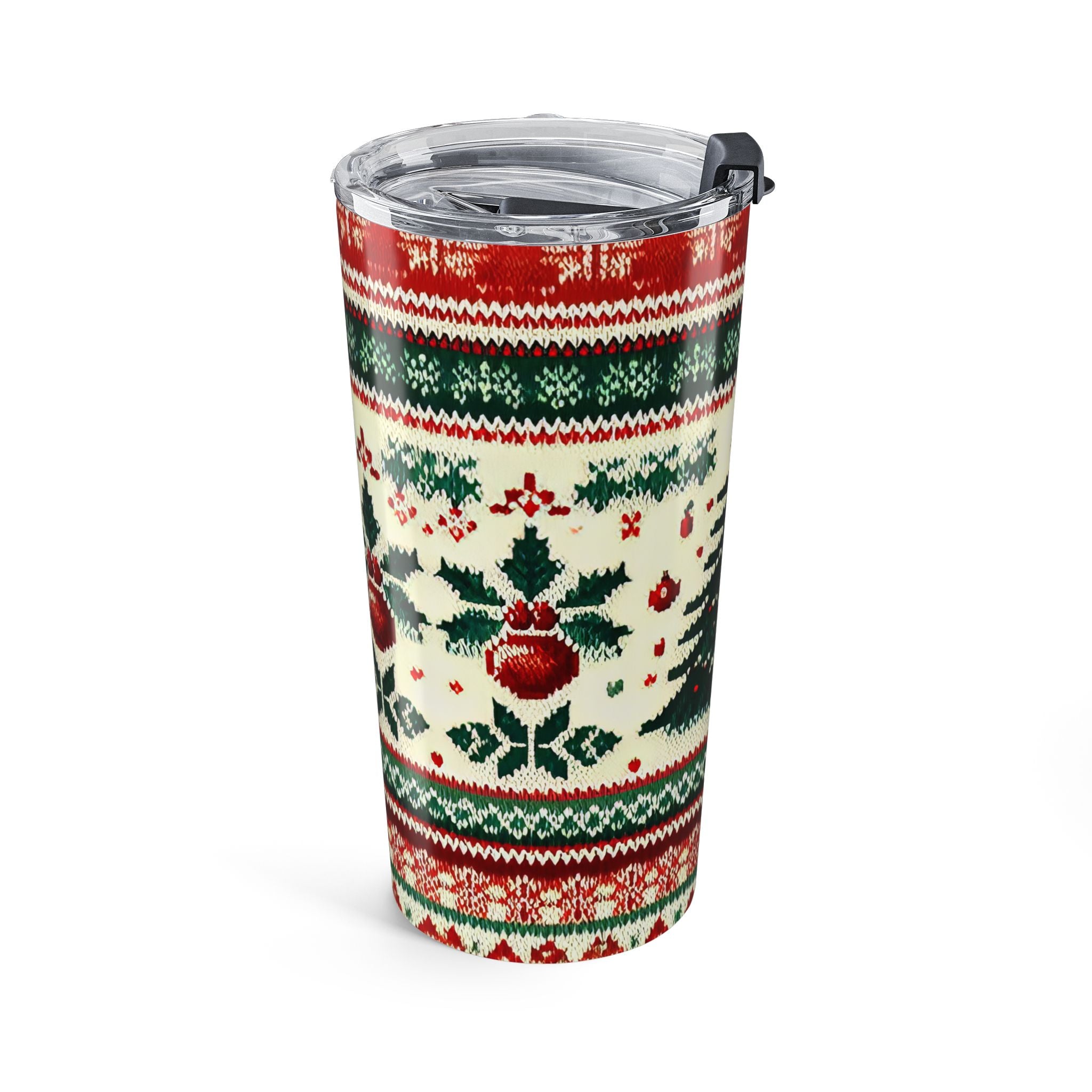 Christmas Tree Pattern Tumbler 20oz | Holiday Knit Design