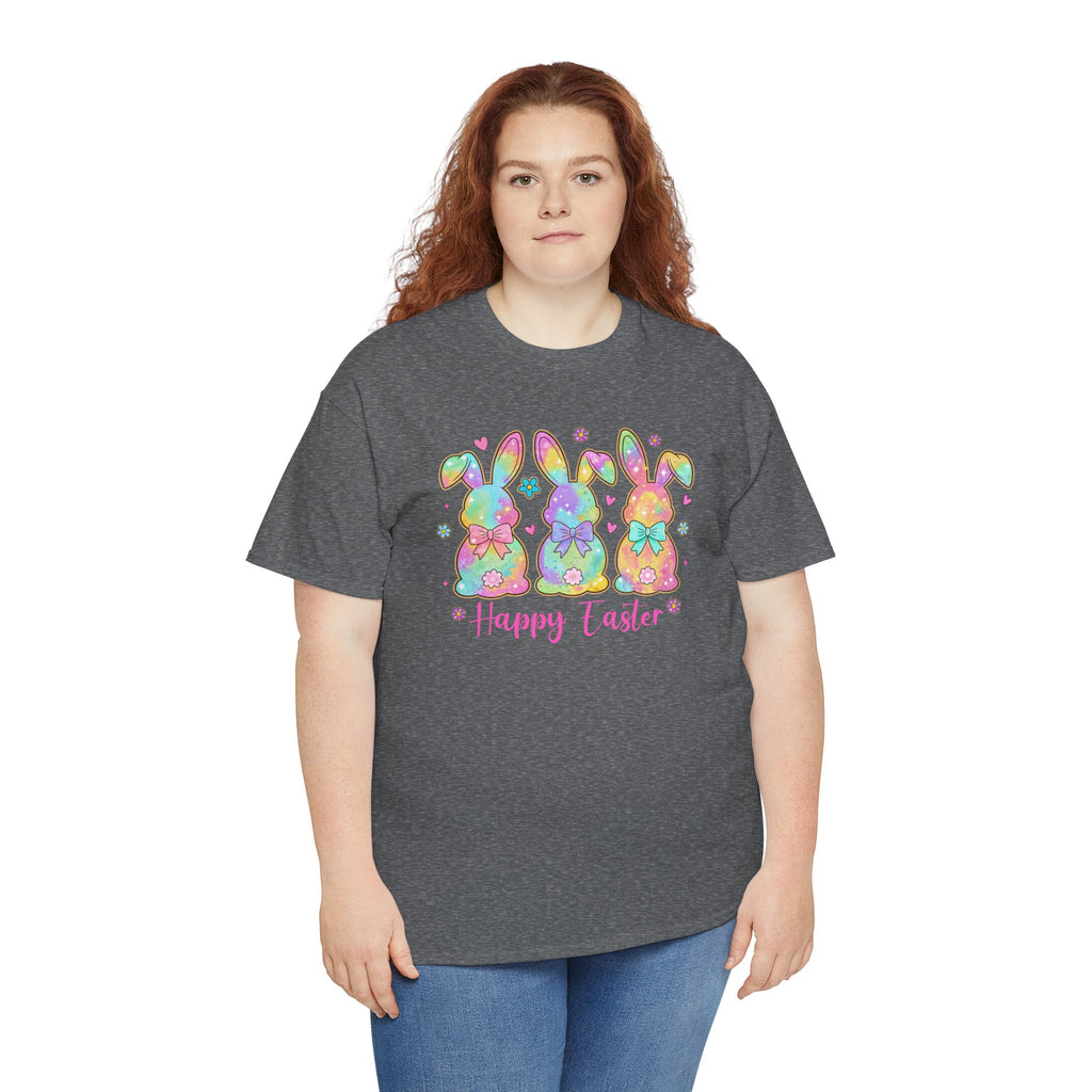 Easter Bunny Trio T-Shirt — Pastel "Happy Easter" Graphic Tee