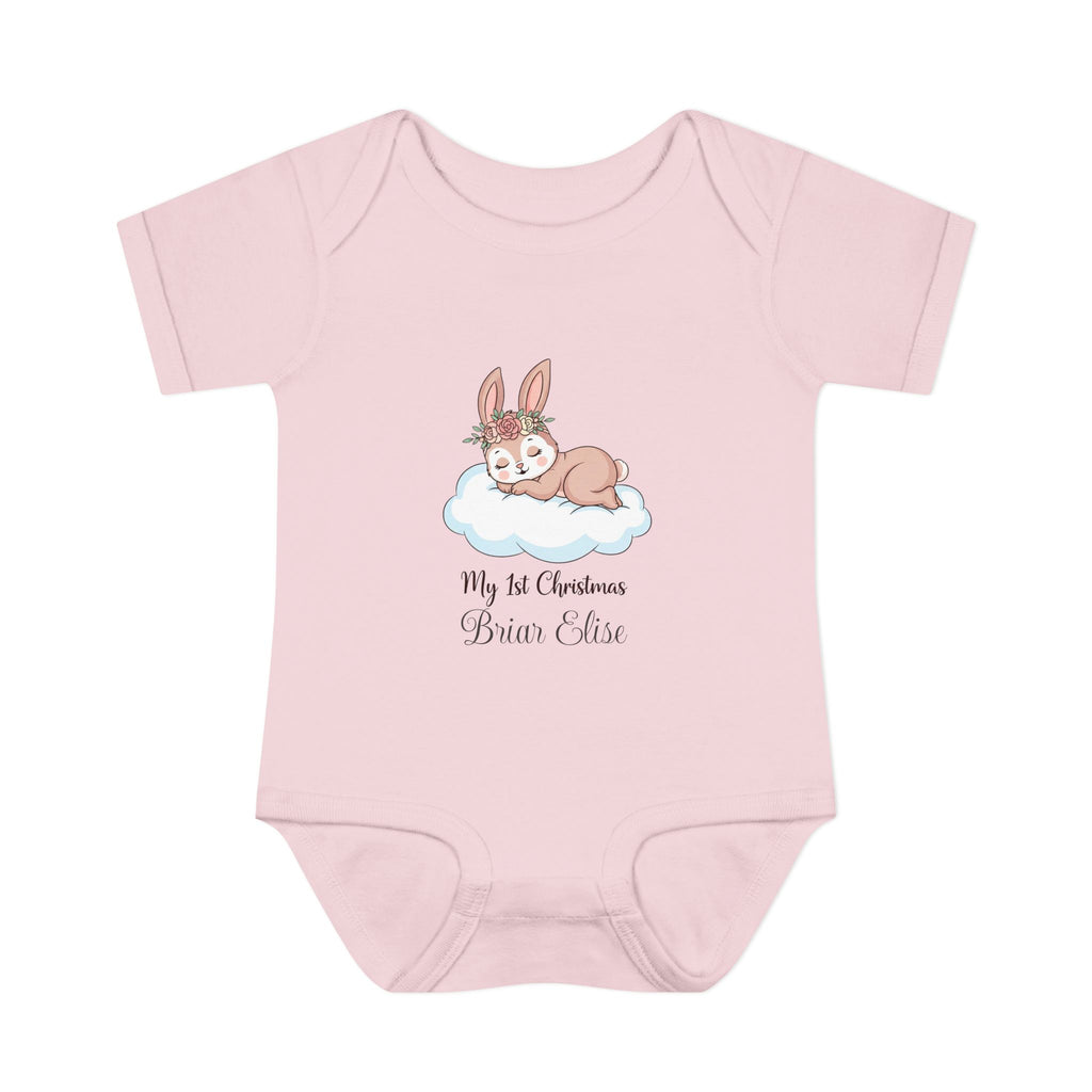 Baby Bodysuit "My 1st Christmas" Sleeping Bunny Personalized Infant Onesie