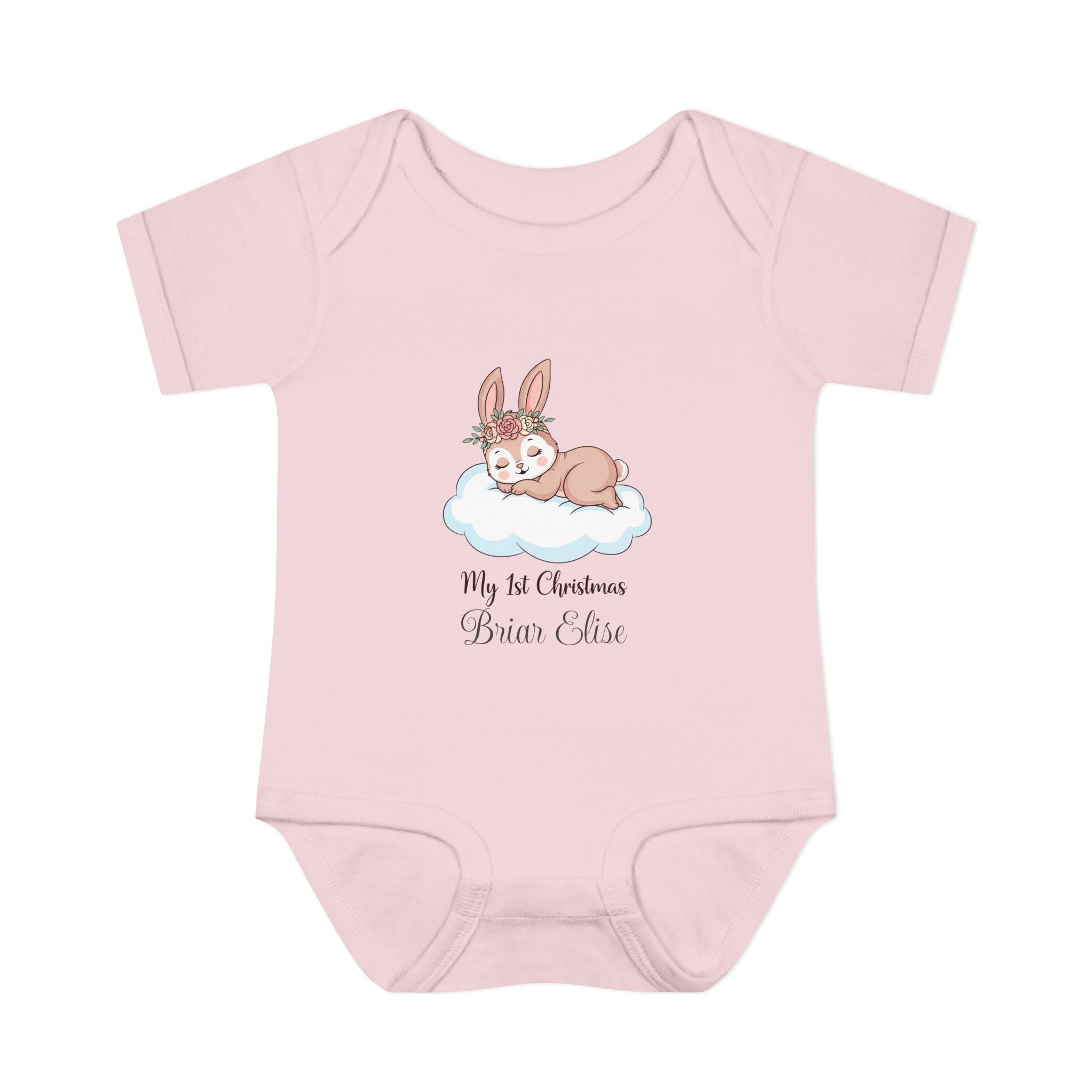 Baby Bodysuit "My 1st Christmas" Sleeping Bunny Personalized Infant Onesie
