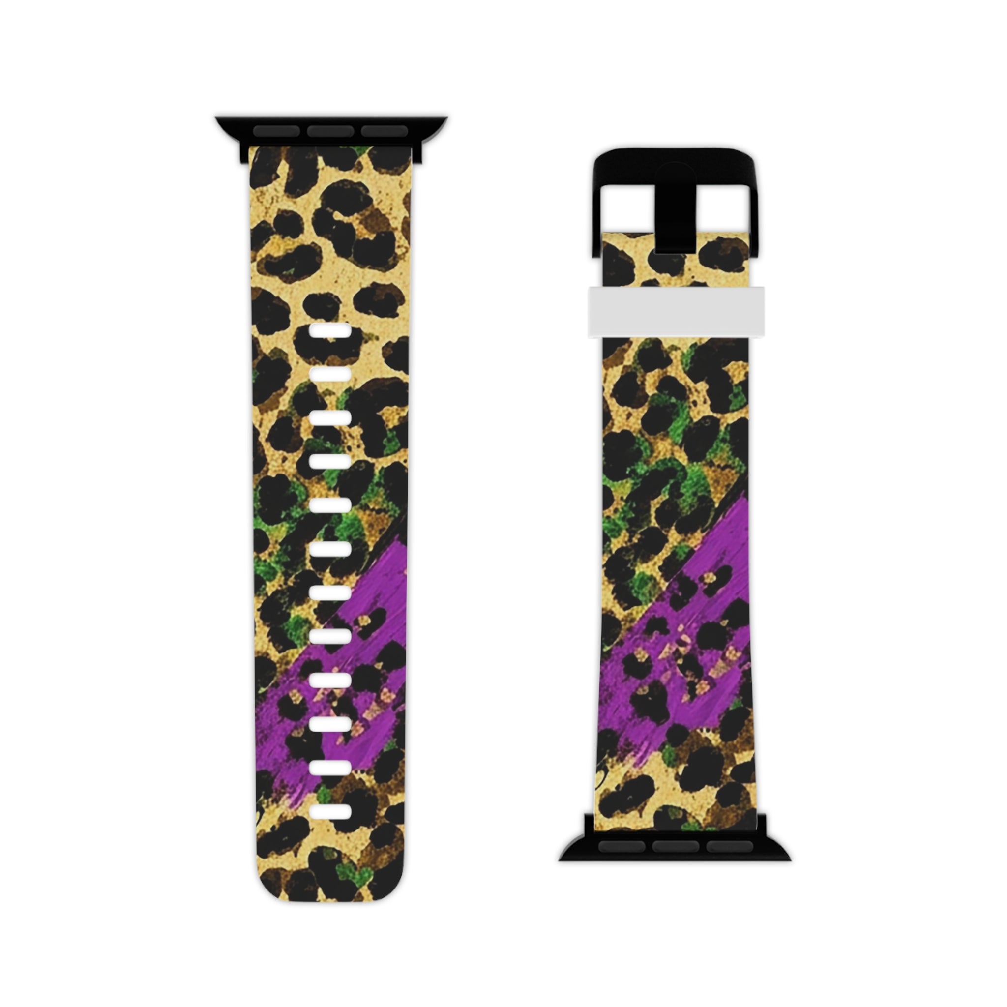 Mardi Gras Apple Watch Band — Bold Purple & Green Animal Print Strap