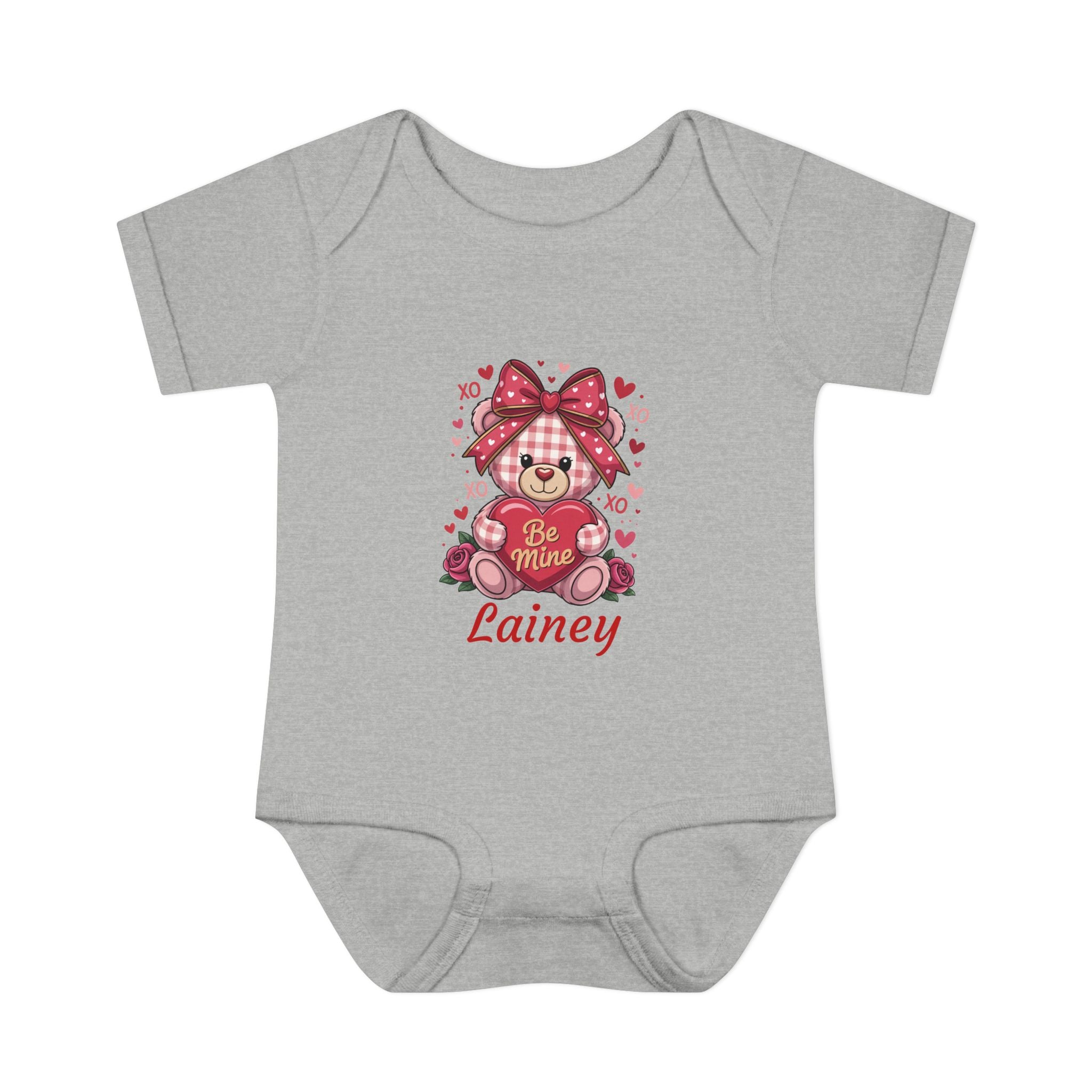 Valentine Bear Infant Bodysuit — "Be Mine" Personalized Baby Onesie