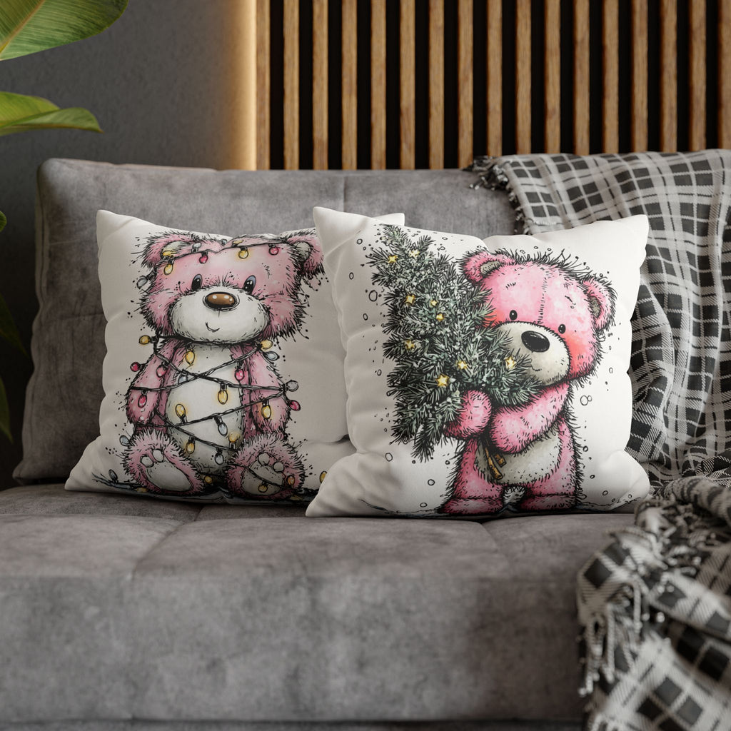 Christmas Bear Faux Suede Pillowcase